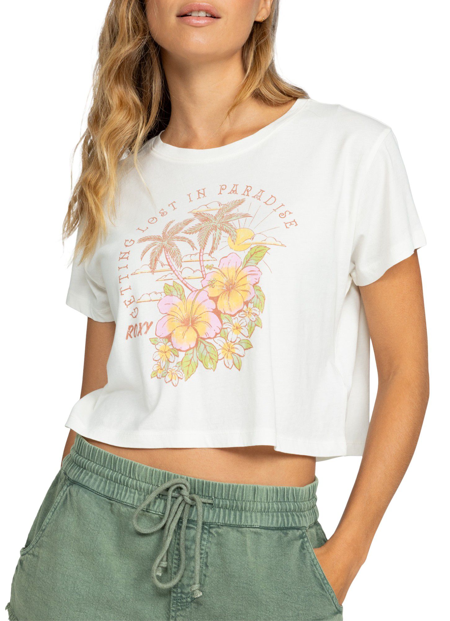 Roxy Women's Hibiscus Paradise Cropped T-Shirt