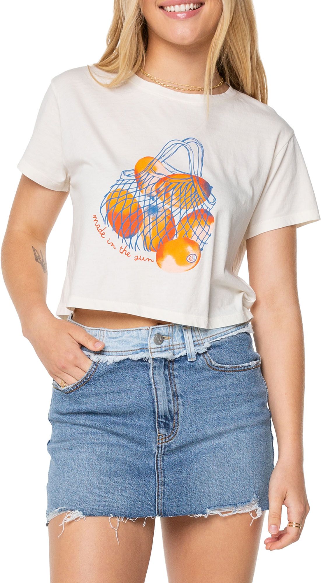 Roxy Women's Roxy's Made In The Sun Cropped Baby Graphic T-Shirt