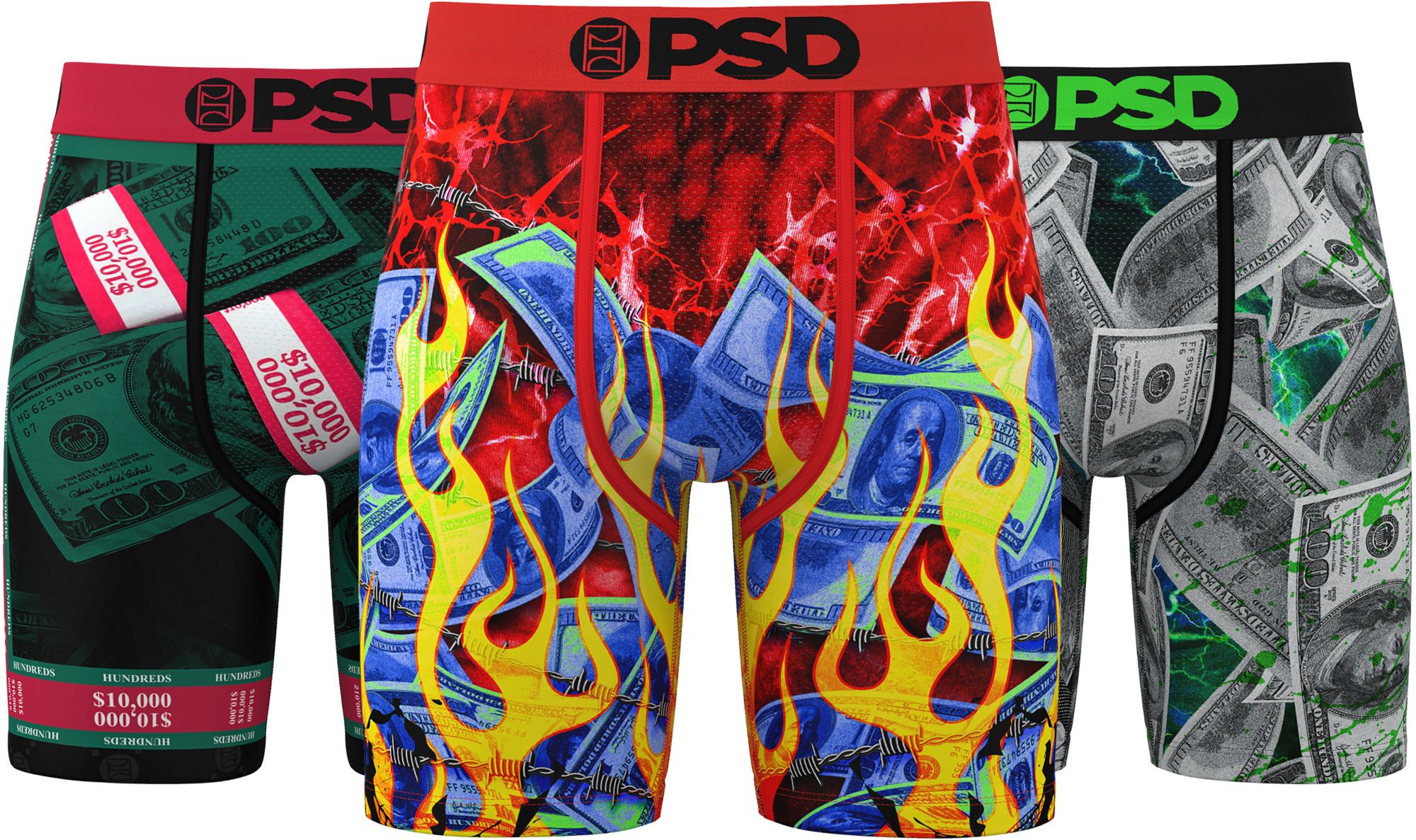PSD Underwear Men's Hotshot Money Boxer Briefs - 3 Pack