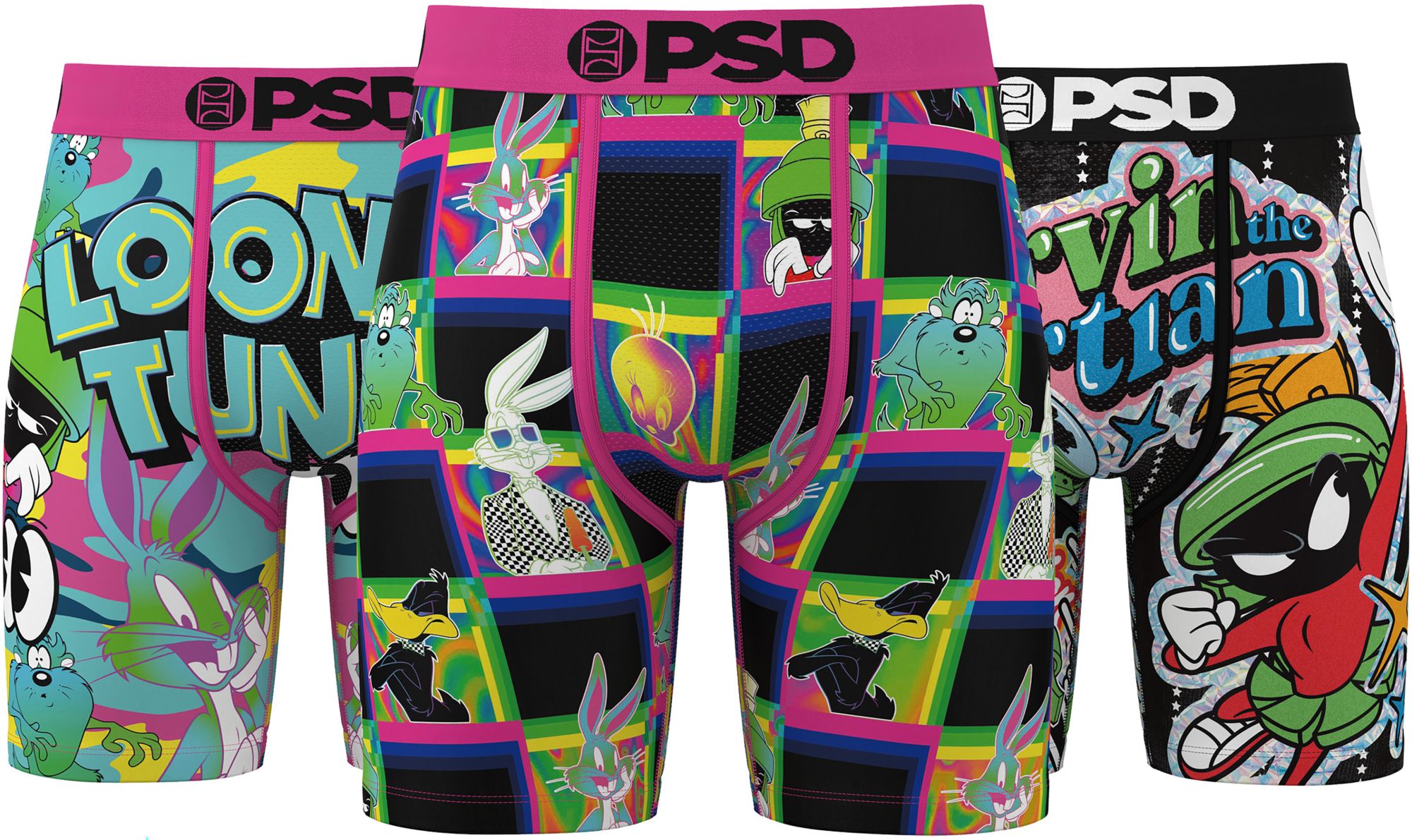 PSD Underwear Men's Looney Tunes Neon Boxer Briefs - 3 Pack