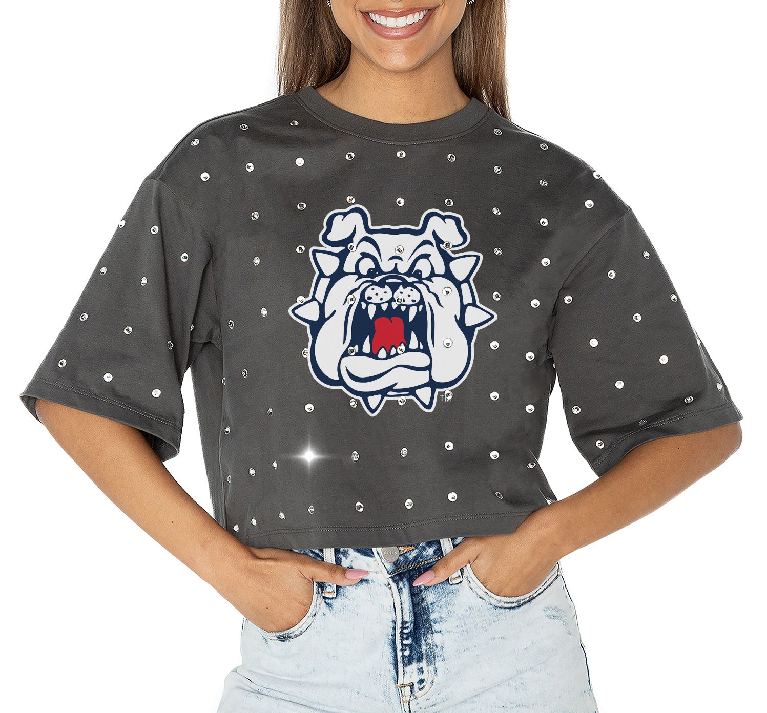 Gameday Couture Women's Fresno State Bulldogs Grey Just In Time T-Shirt
