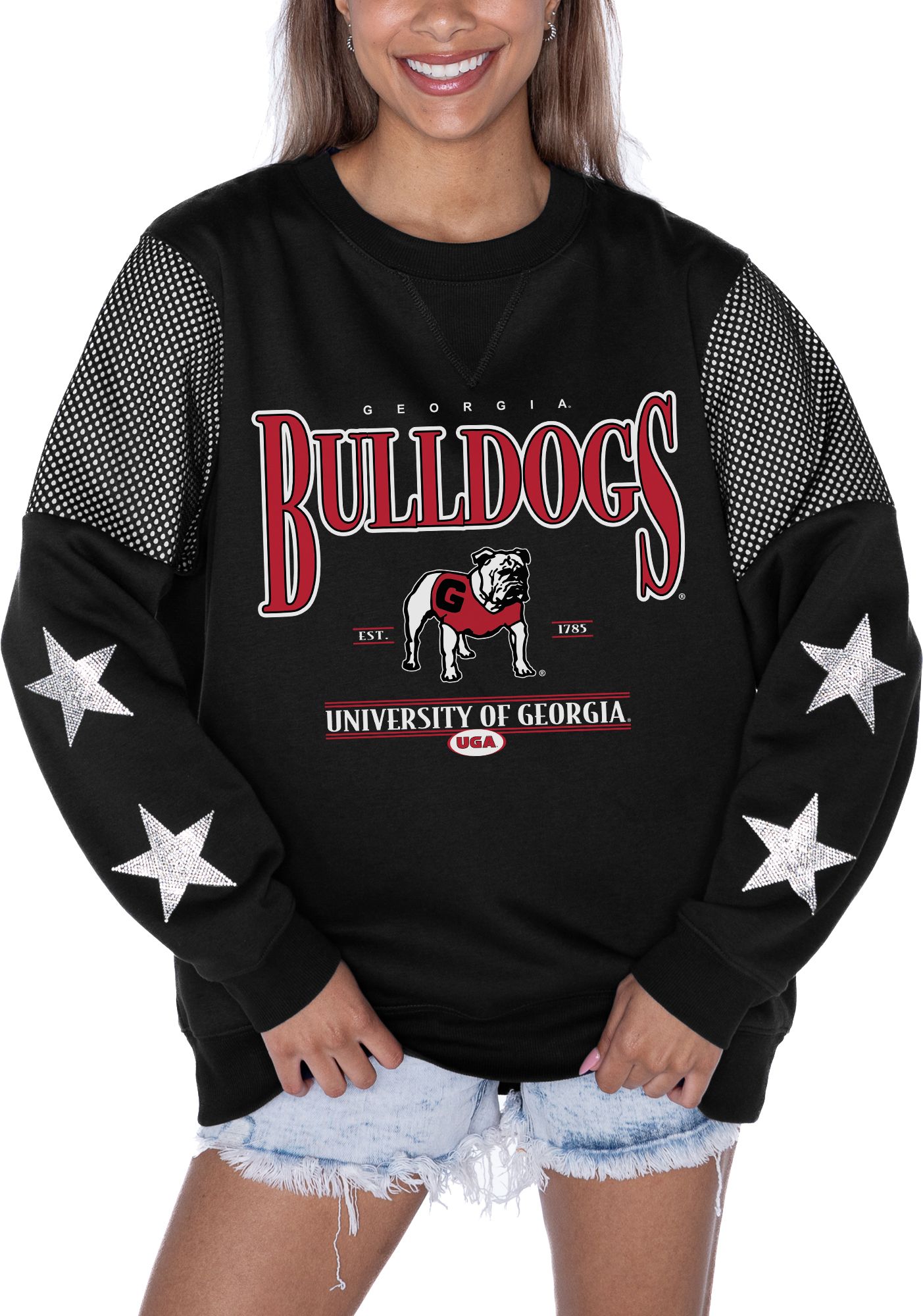 Gameday Couture Georgia Bulldogs Black Shine Crew Pullover Sweatshirt