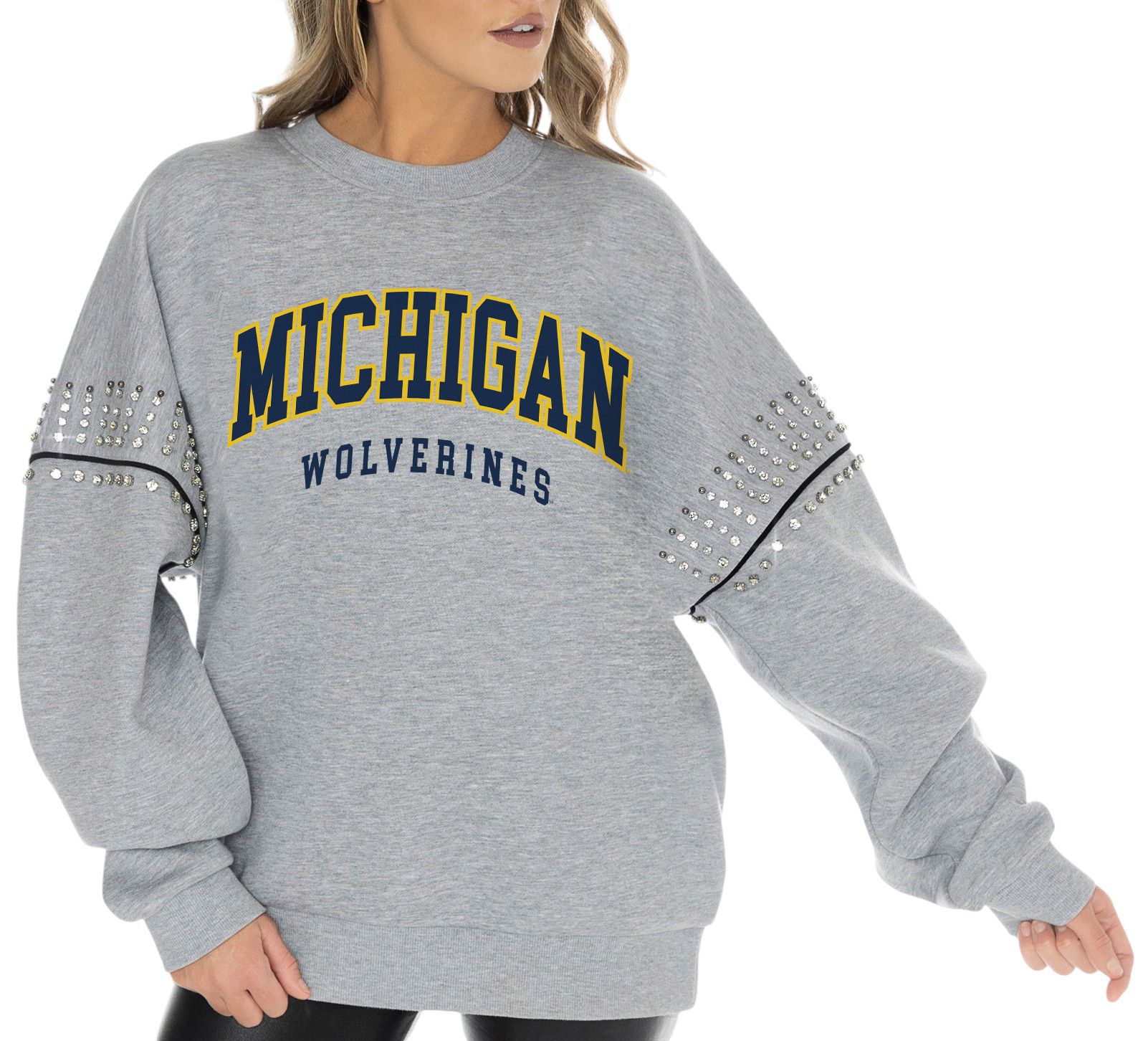 Gameday Couture Women's Michigan Wolverines Grey Playback Vintage Wash Crew Sweatshirt
