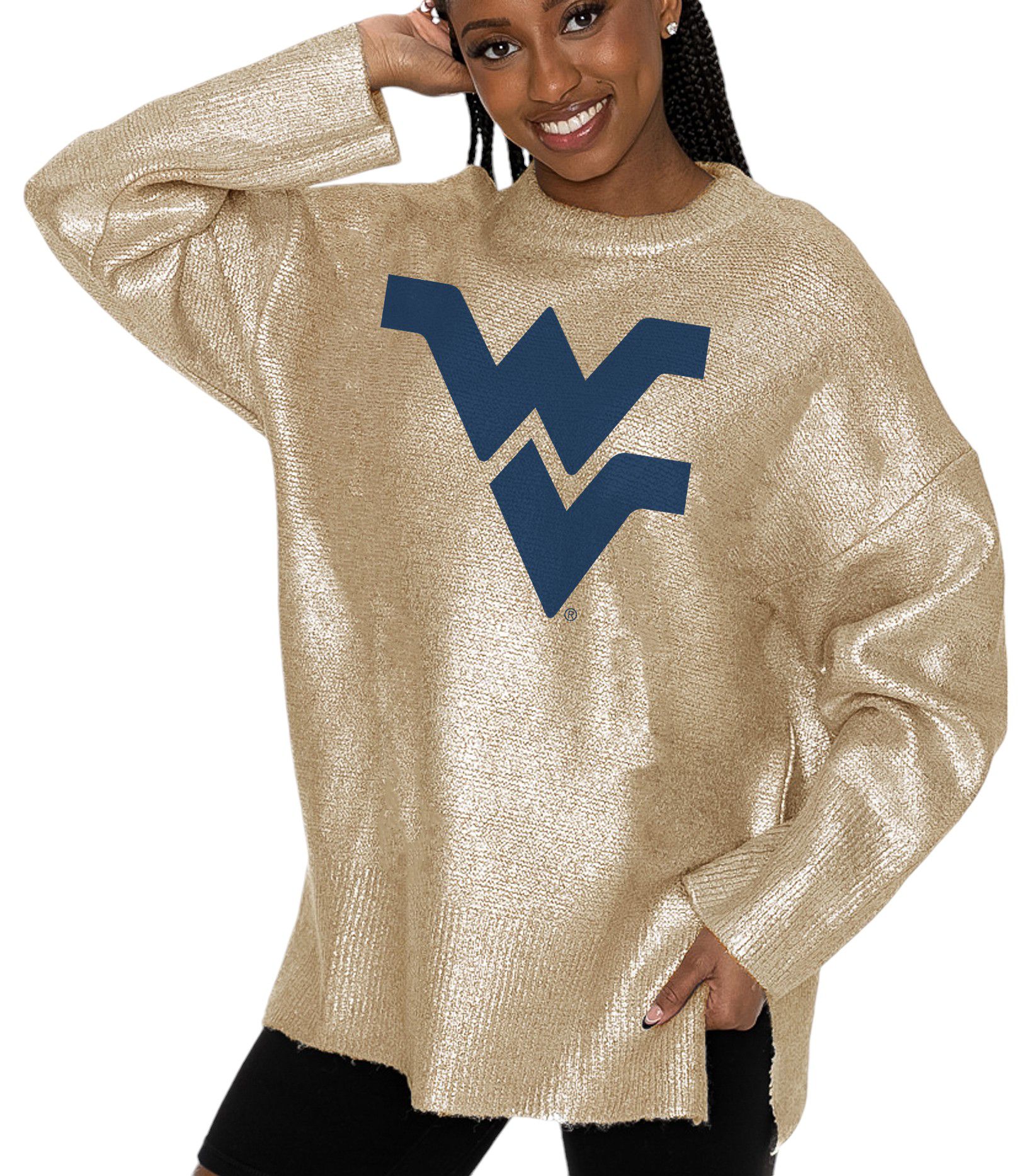 Gameday Couture Women's West Virginia Mountaineers Gold Shine Down Sweater