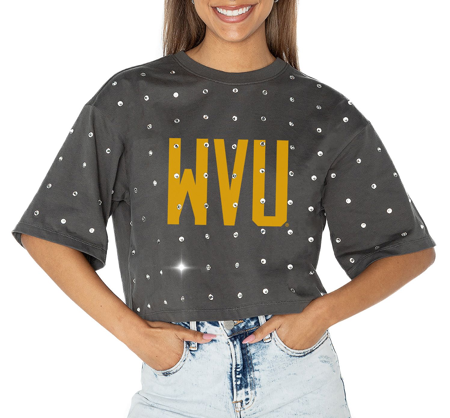 Gameday Couture Women's West Virginia Mountaineers Grey Just In Time T-Shirt