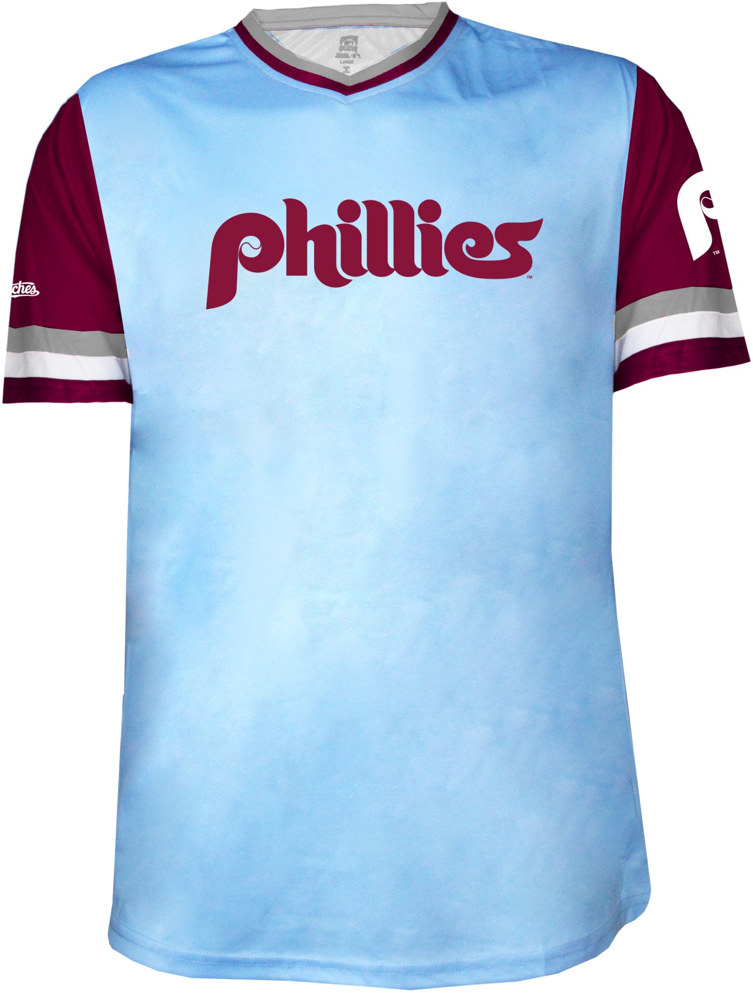 Stitches Men's Philadelphia Phillies Light Blue V-Neck Jersey