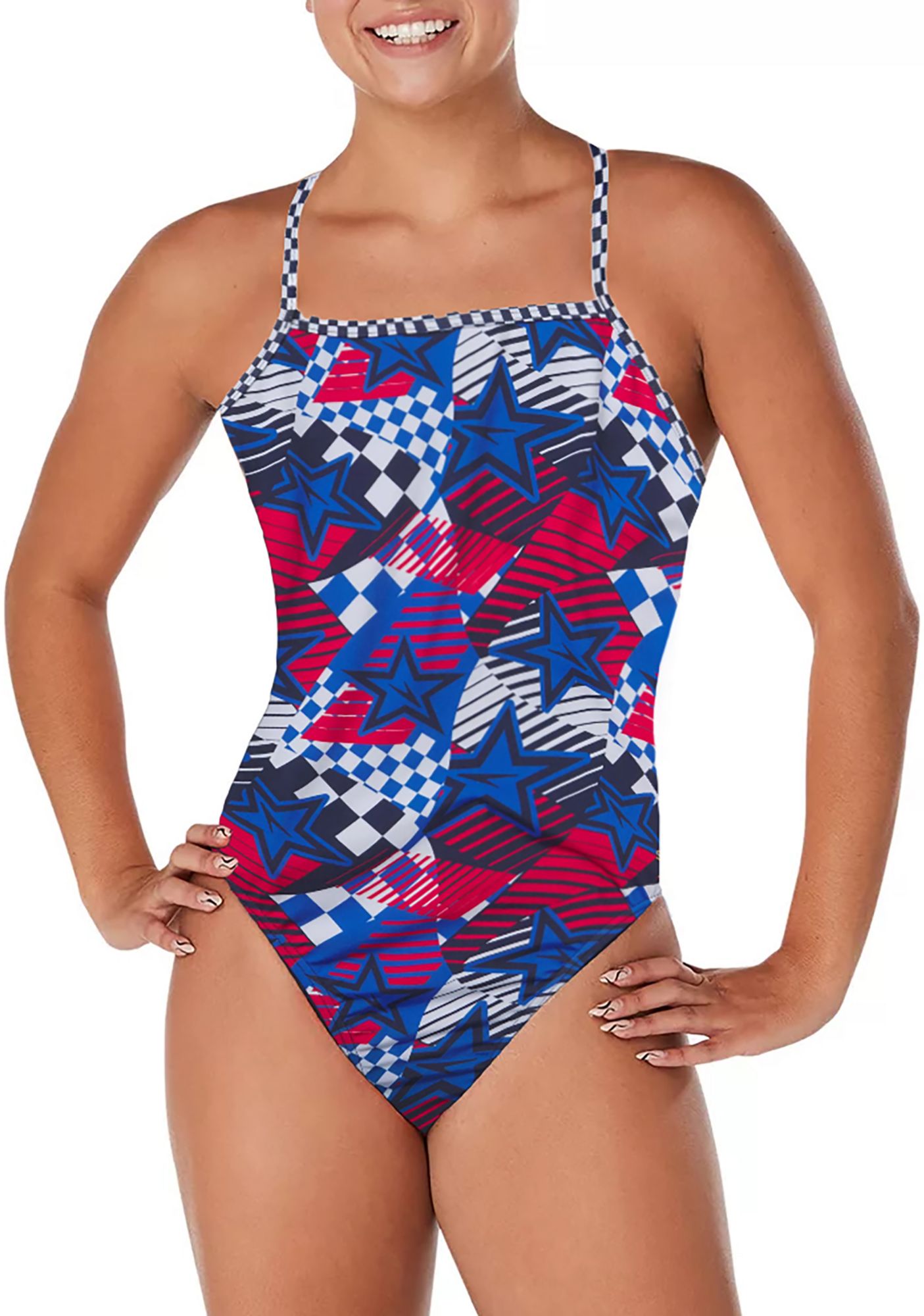 Speedo Women's Printed Double Crossback Swimsuit