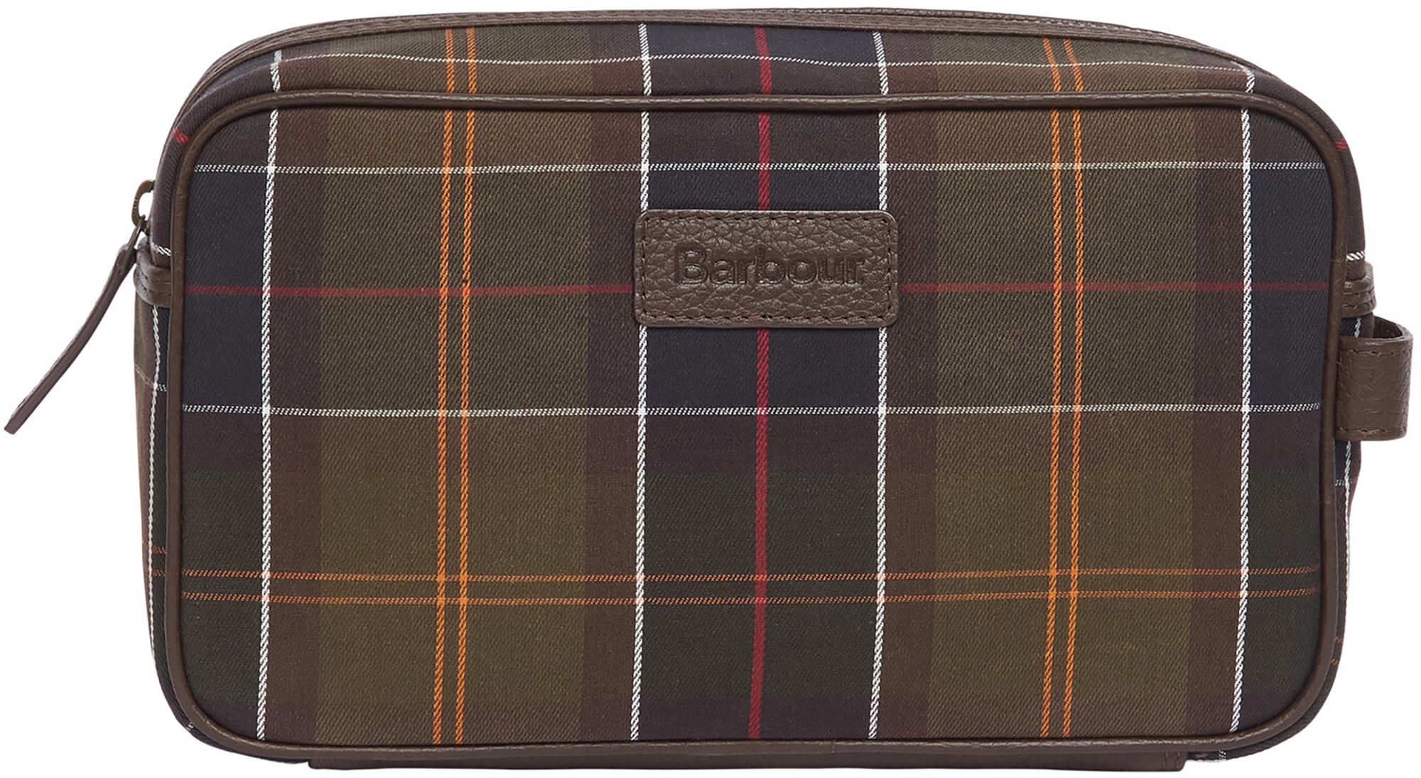 Barbour Tartan & Leather Washbag, Men