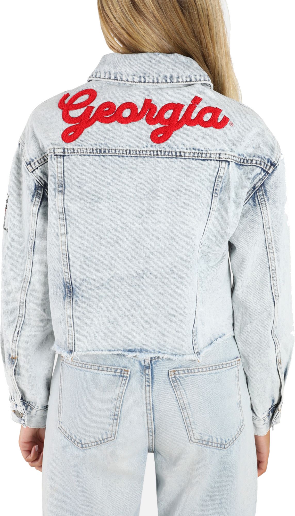 Hype and Vice Women's Georgia Bulldogs Blue Jean Jacket