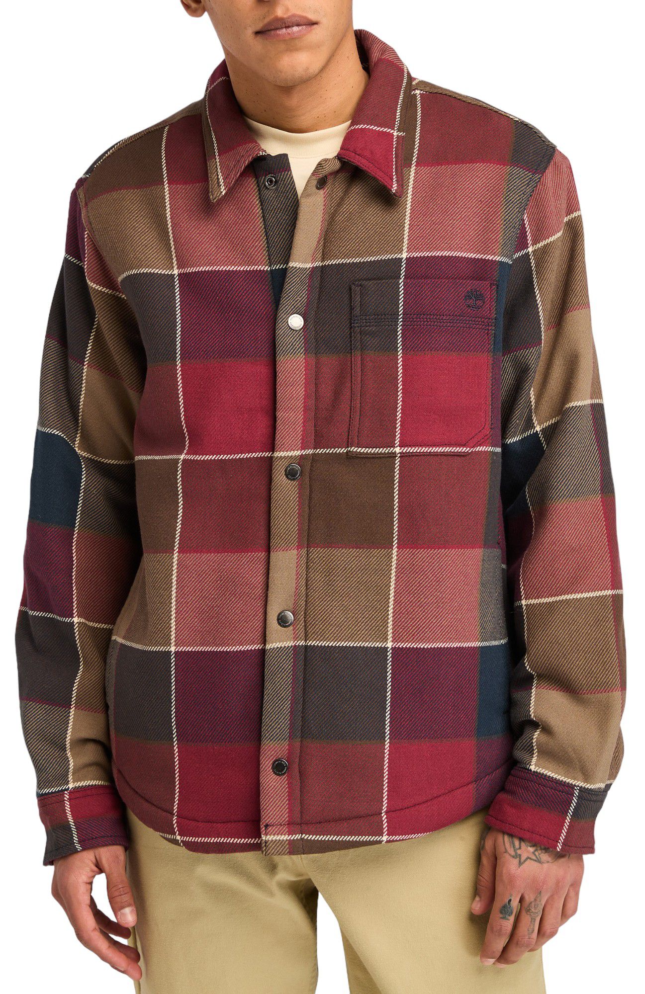 Timberland Men's Sherpa Lined Plaid Overshirt