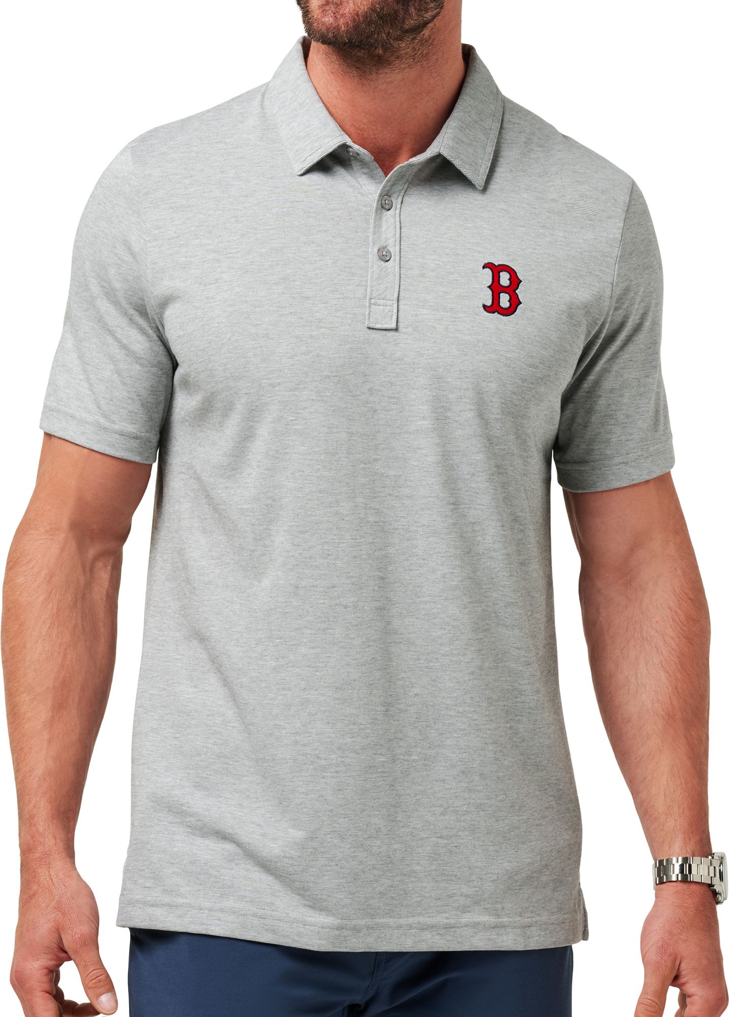TravisMathew Men's Boston Red Sox Grey Zinna Polo