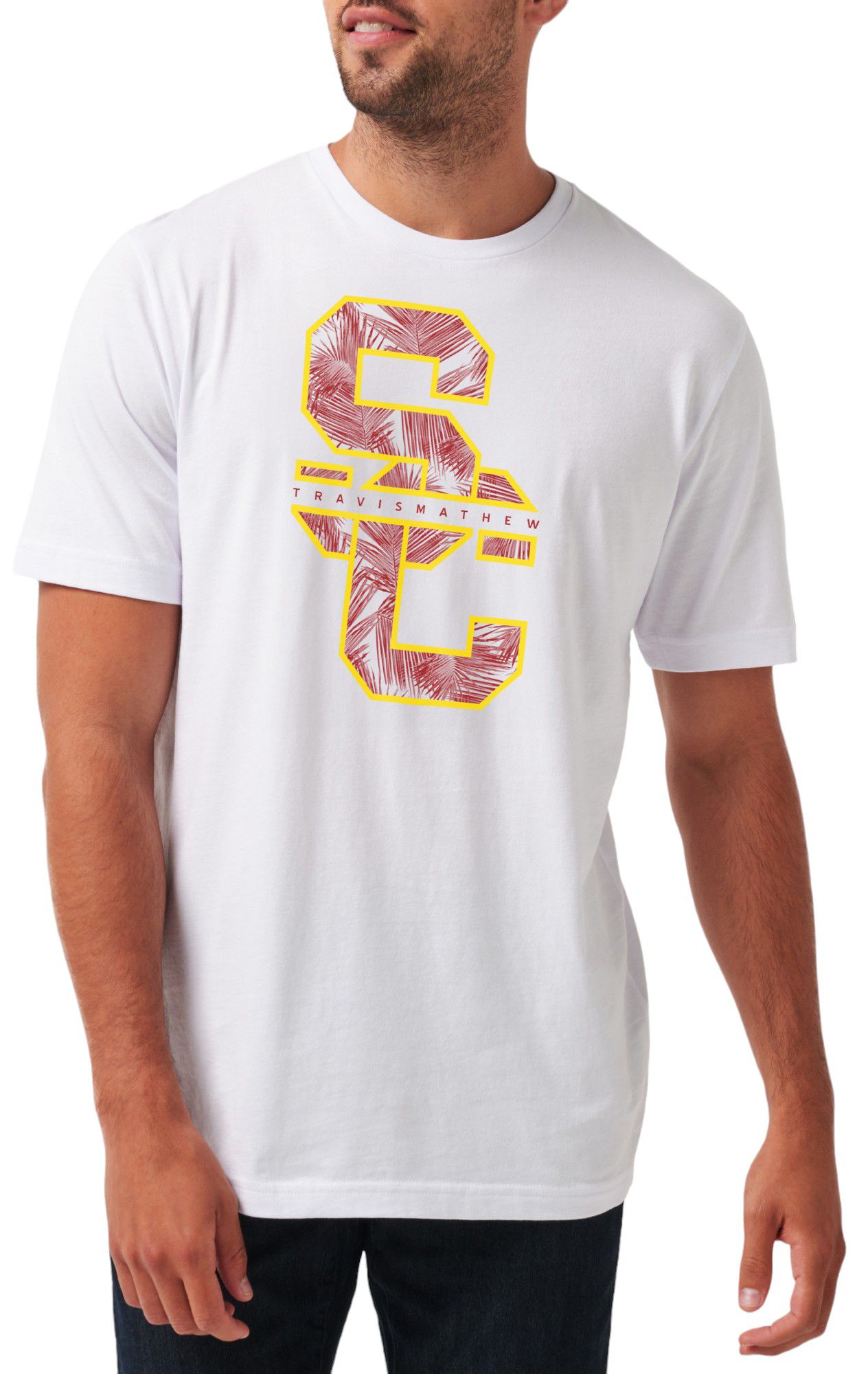 TravisMathew Men's USC Trojans White War Paint T-Shirt