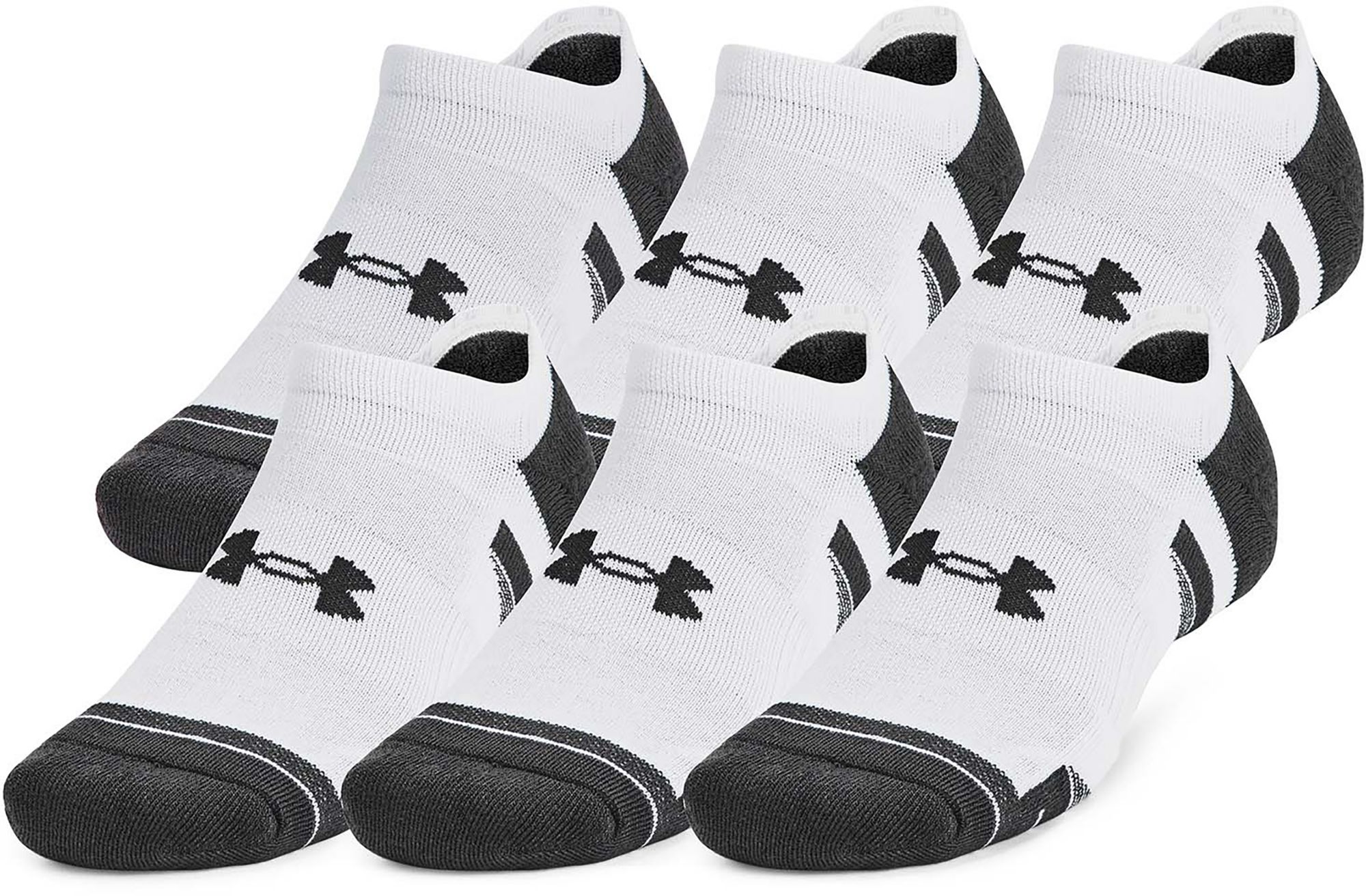 Under Armour Unisex UA Performance Tech No Show  - 6-Pack White/Jet Gray thumbnail