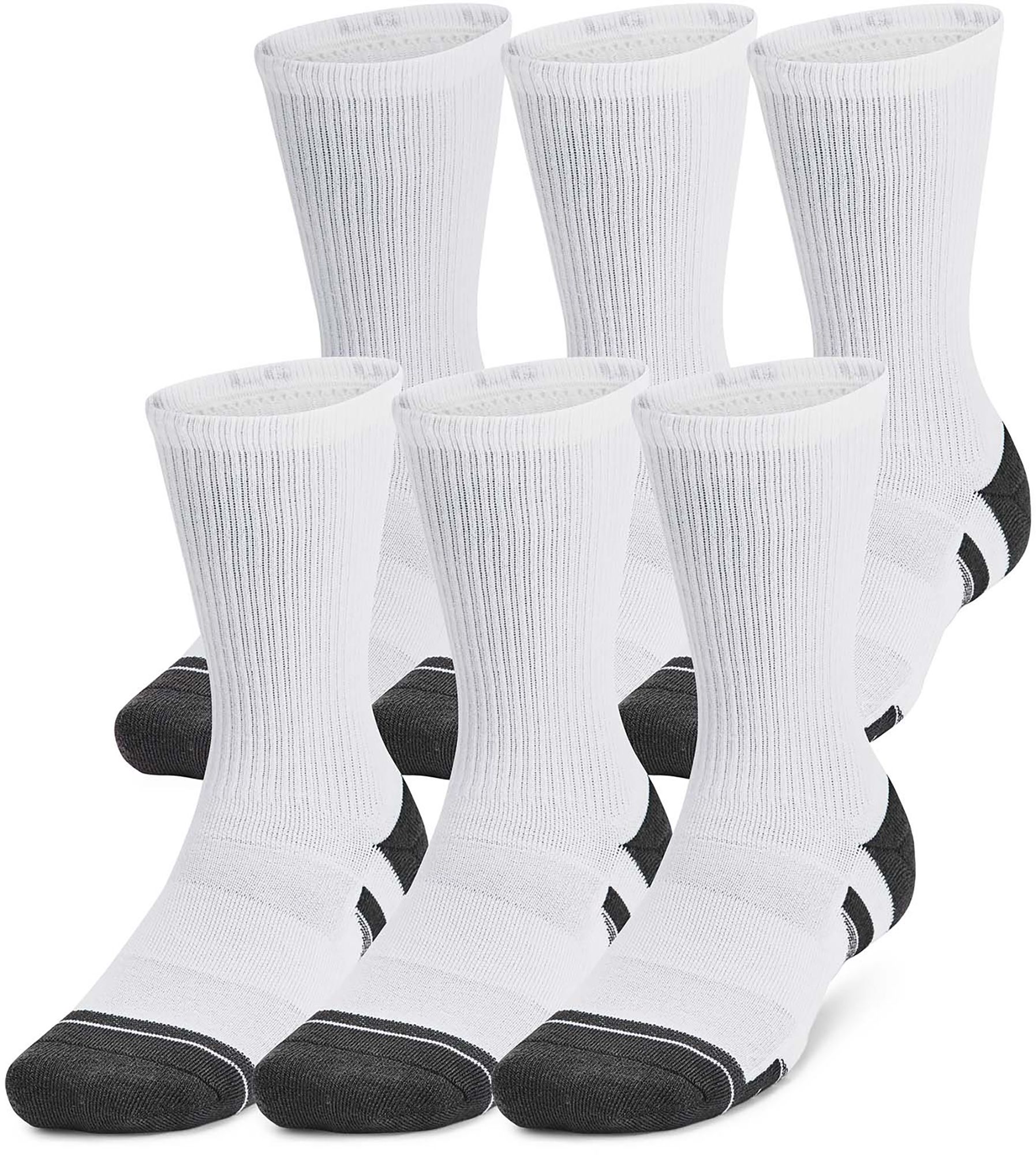 Under Armour Unisex UA Performance Tech Crew Socks -  6-Pack White/Jet Gray thumbnail