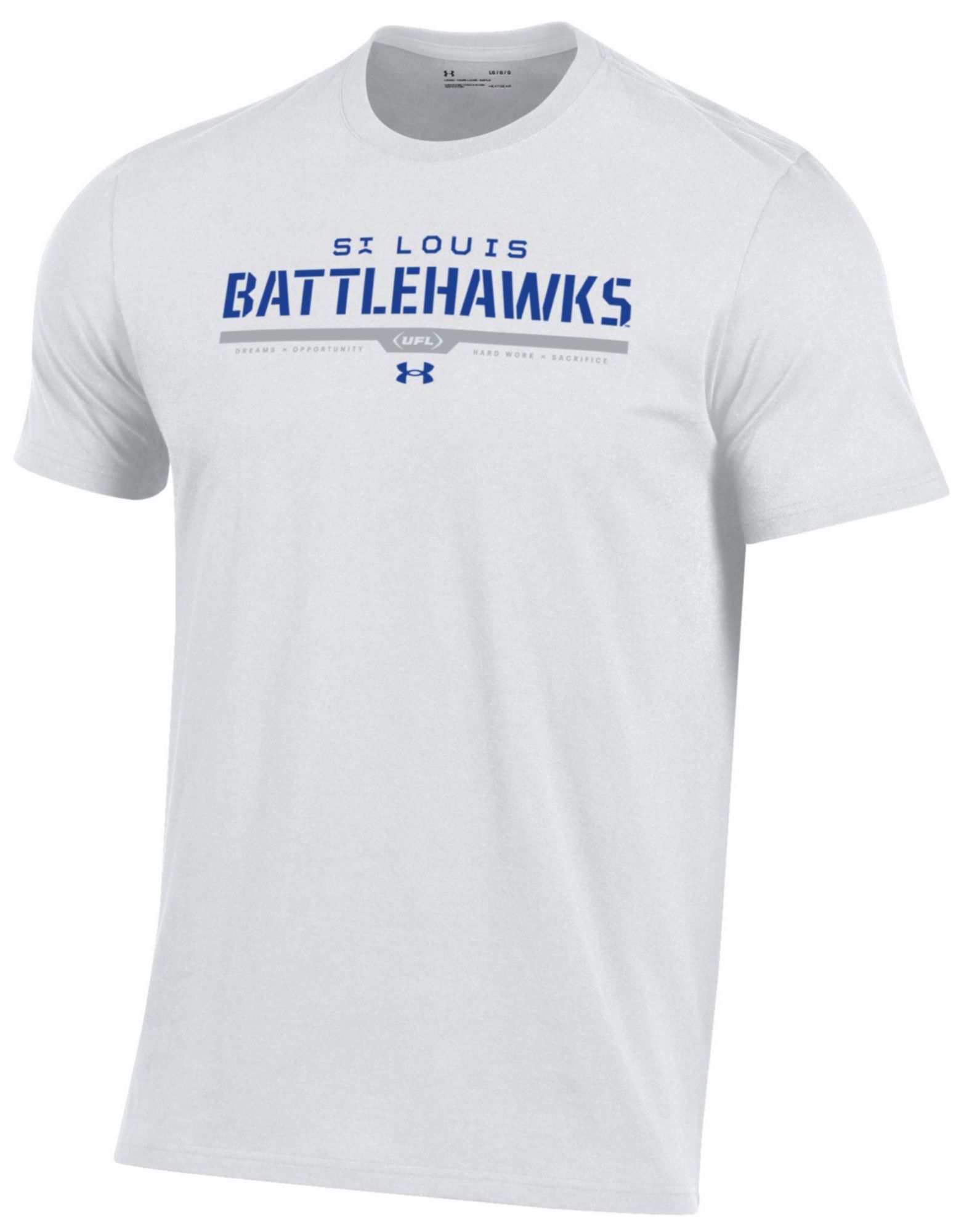 Under Armour Men's UFL St. Louis Battlehawks Wordmark White Performance T-Shirt