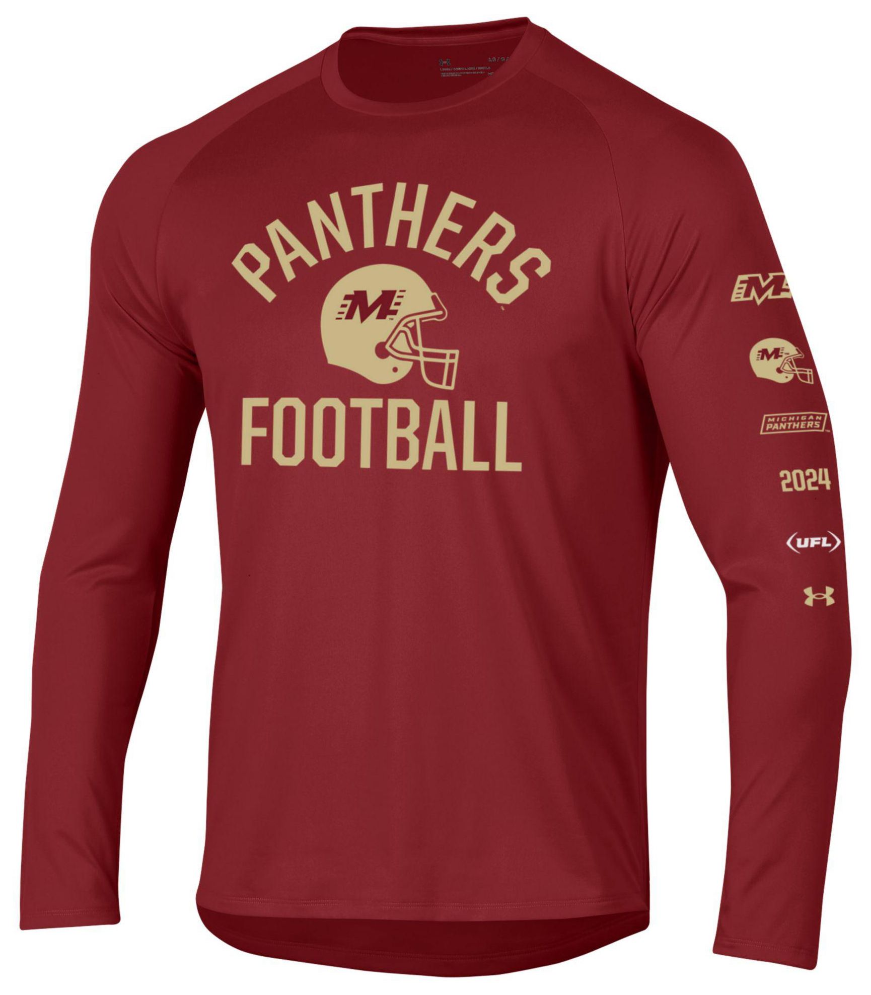 Under Armour Men's UFL Michigan Panthers Tech Cardinal Red Long Sleeve T-Shirt