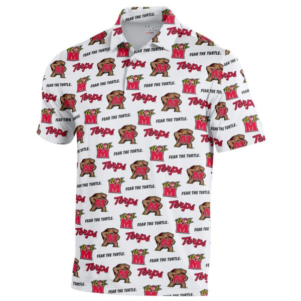 Under Armour Men's Maryland Terrapins White All Over Polo