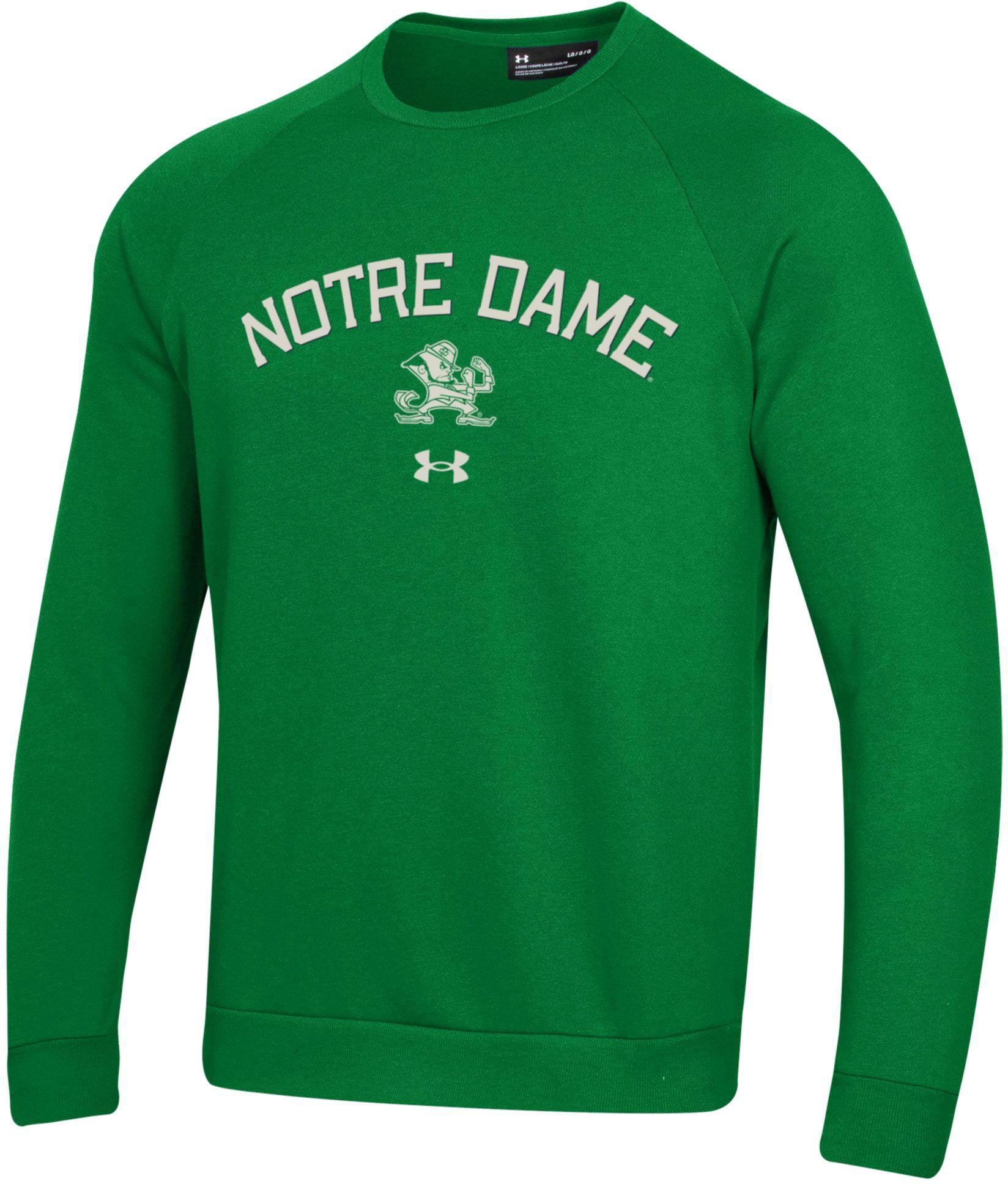 Under Armour Men's Notre Dame Fighting Irish Kelly Green Rival Fleece Crew Sweatshirt
