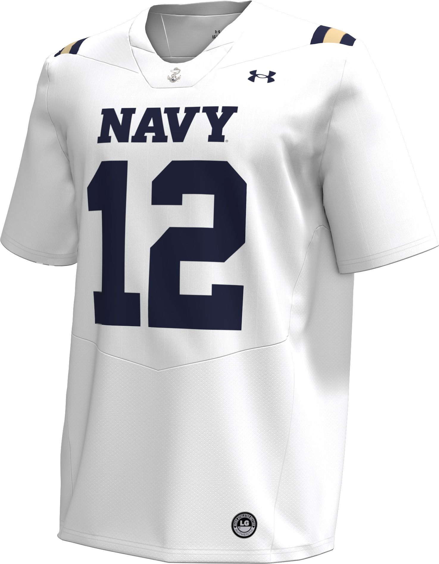 Under Armour Men's Navy Midshipmen #12 White Replica Football Jersey