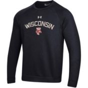Under Armour Men s Wisconsin Badgers Black Rival Fleece Crew Sweatshirt Large