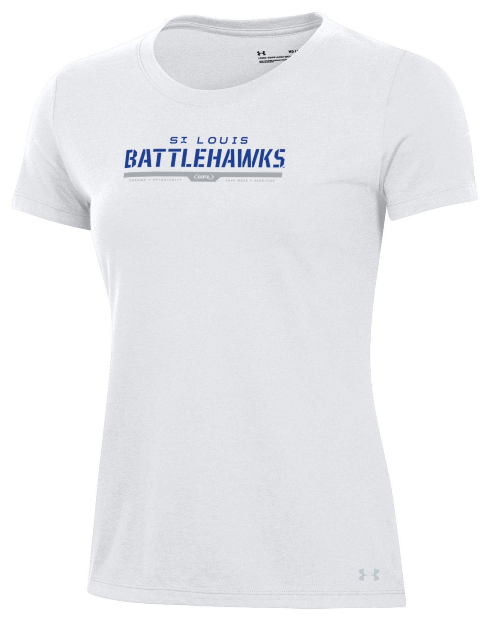 Under Armour Women's UFL St. Louis Battlehawks Wordmark Logo White T-Shirt