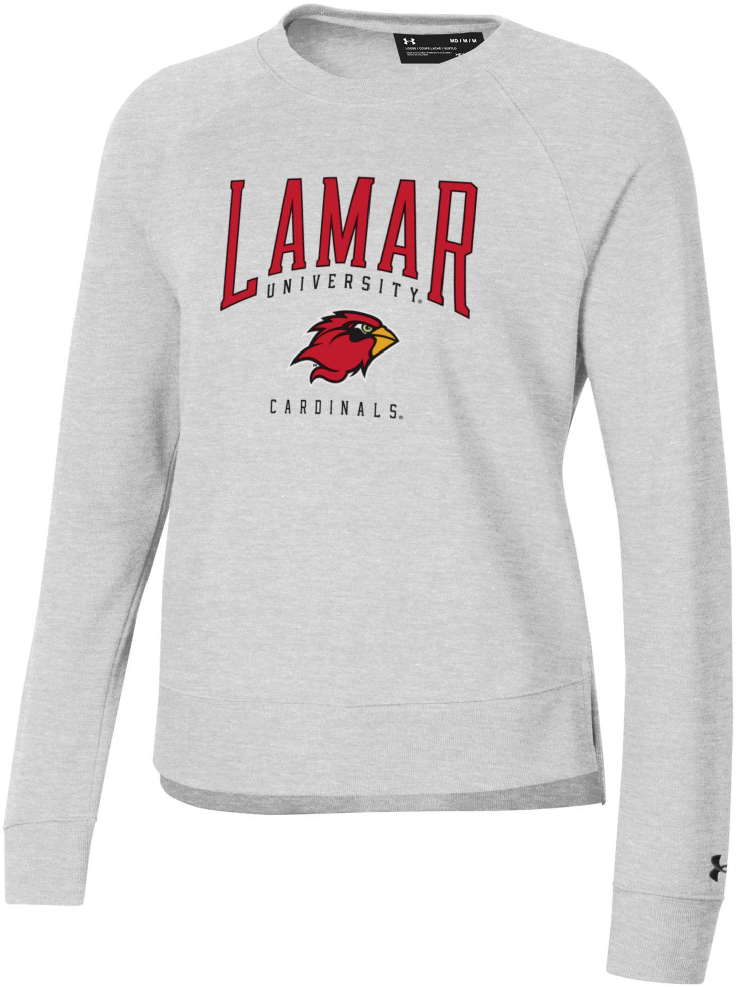 Under Armour Women's Lamar Cardinals Silver Rival Fleece Crew Pullover Sweatshirt