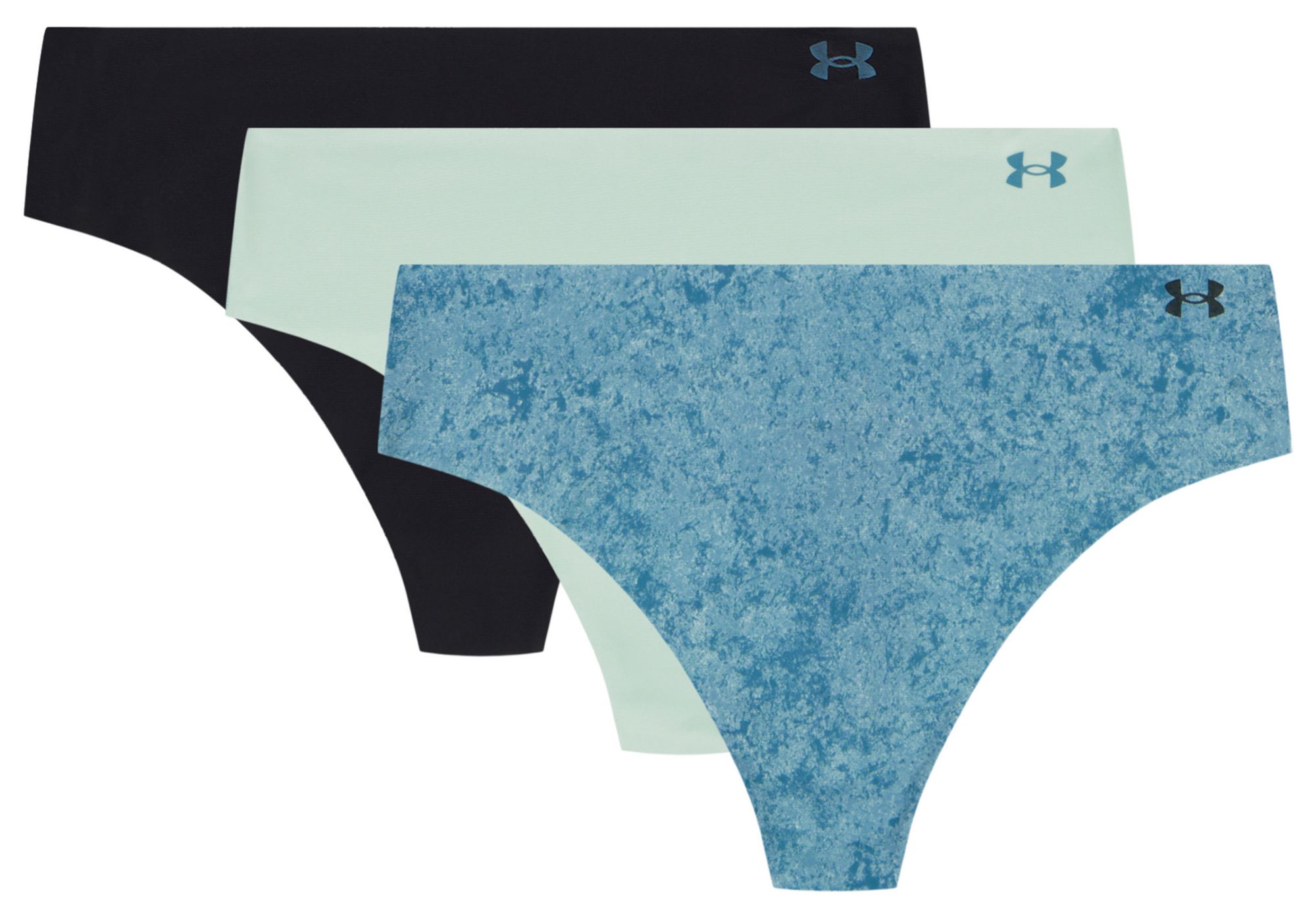 Under Armour Women's Pure Stretch No Show Printed Thong - 3 Pack