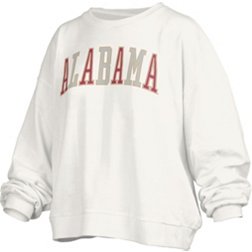 Pressbox Women's Alabama Crimson Tide White Sequin Crew Pullover Sweatshirt