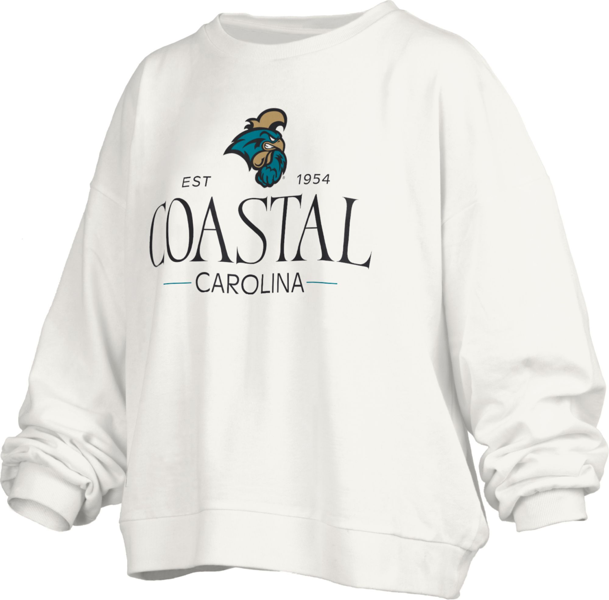 Pressbox Women's Coastal Carolina Chanticleers White Silverton Crew Pullover Sweatshirt