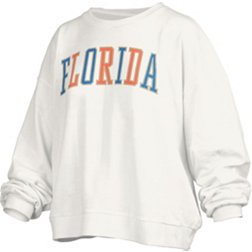 Pressbox Women's Florida Gators White Sequin Crew Pullover Sweatshirt