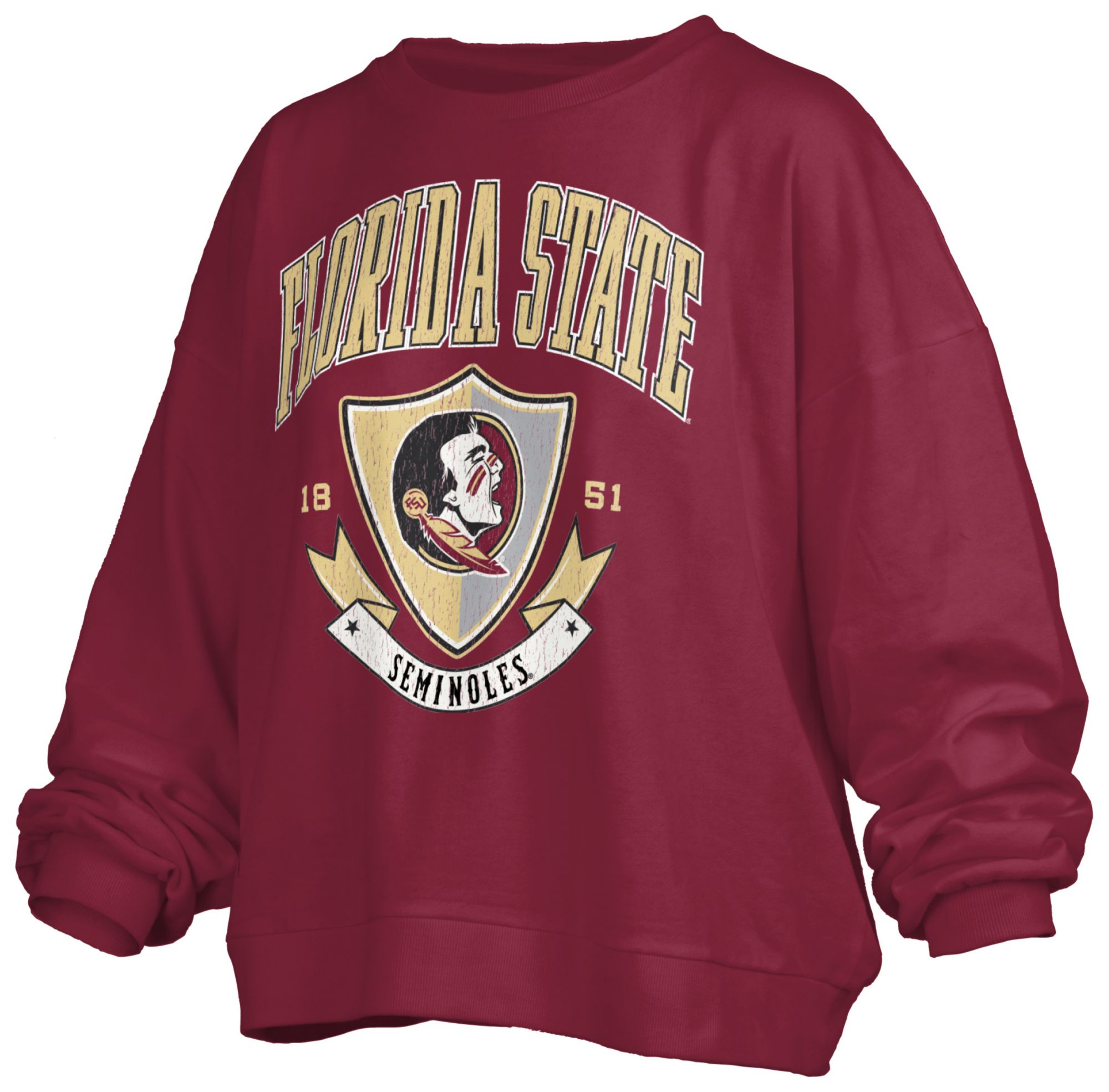 Pressbox Women's Florida State Seminoles Garnet Buckler Crew Pullover Sweatshirt