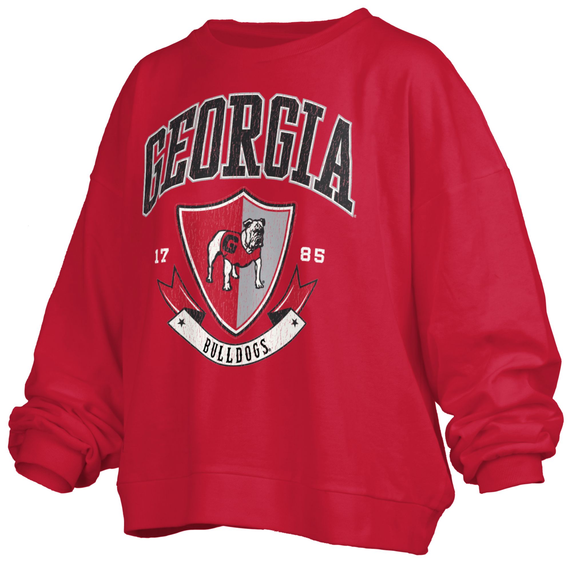 Pressbox Women's Georgia Bulldogs Red Buckler Crew Pullover Sweatshirt