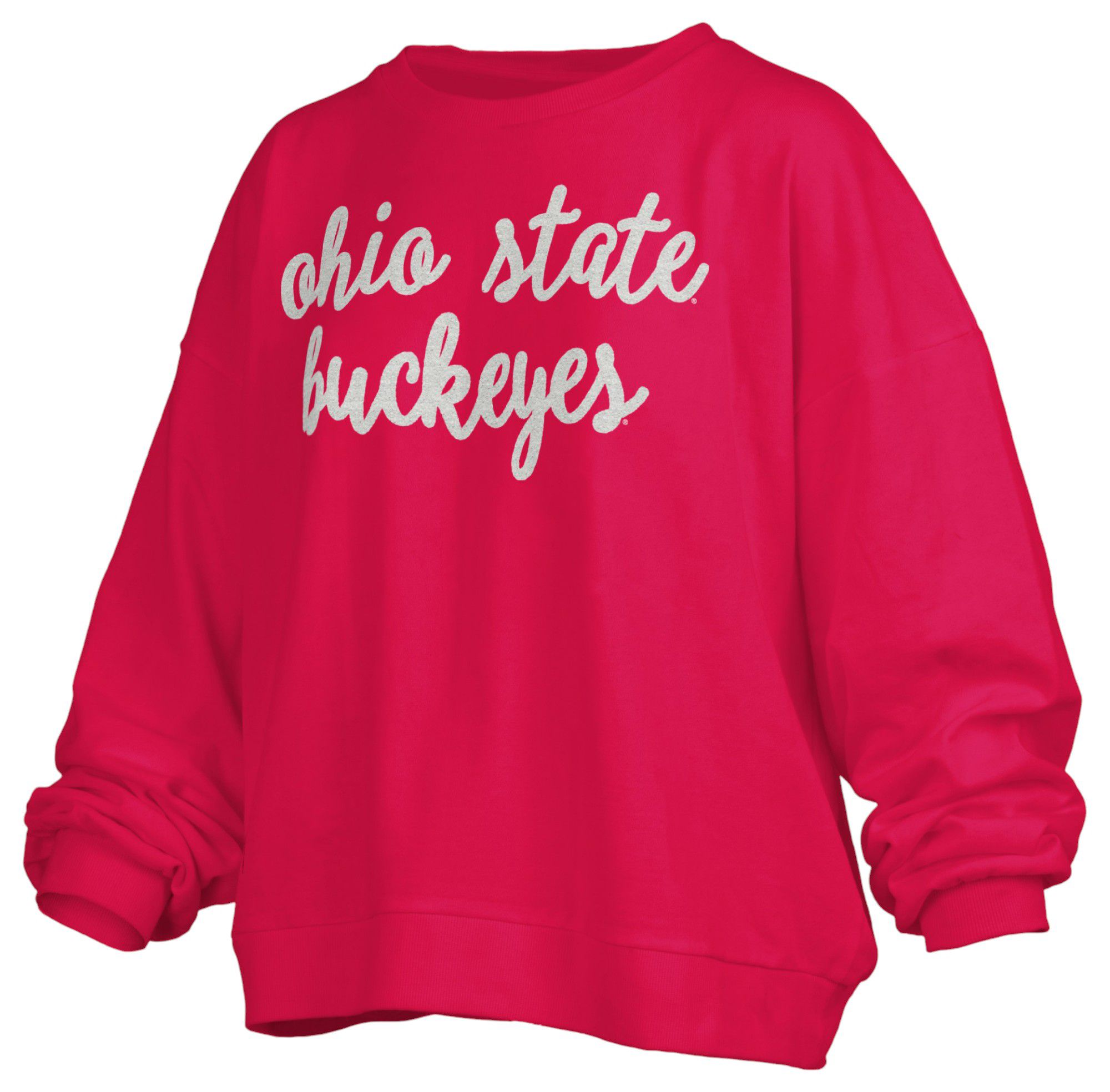 Pressbox Women's Ohio State Buckeyes Red Chenille Crew Pullover Sweatshirt