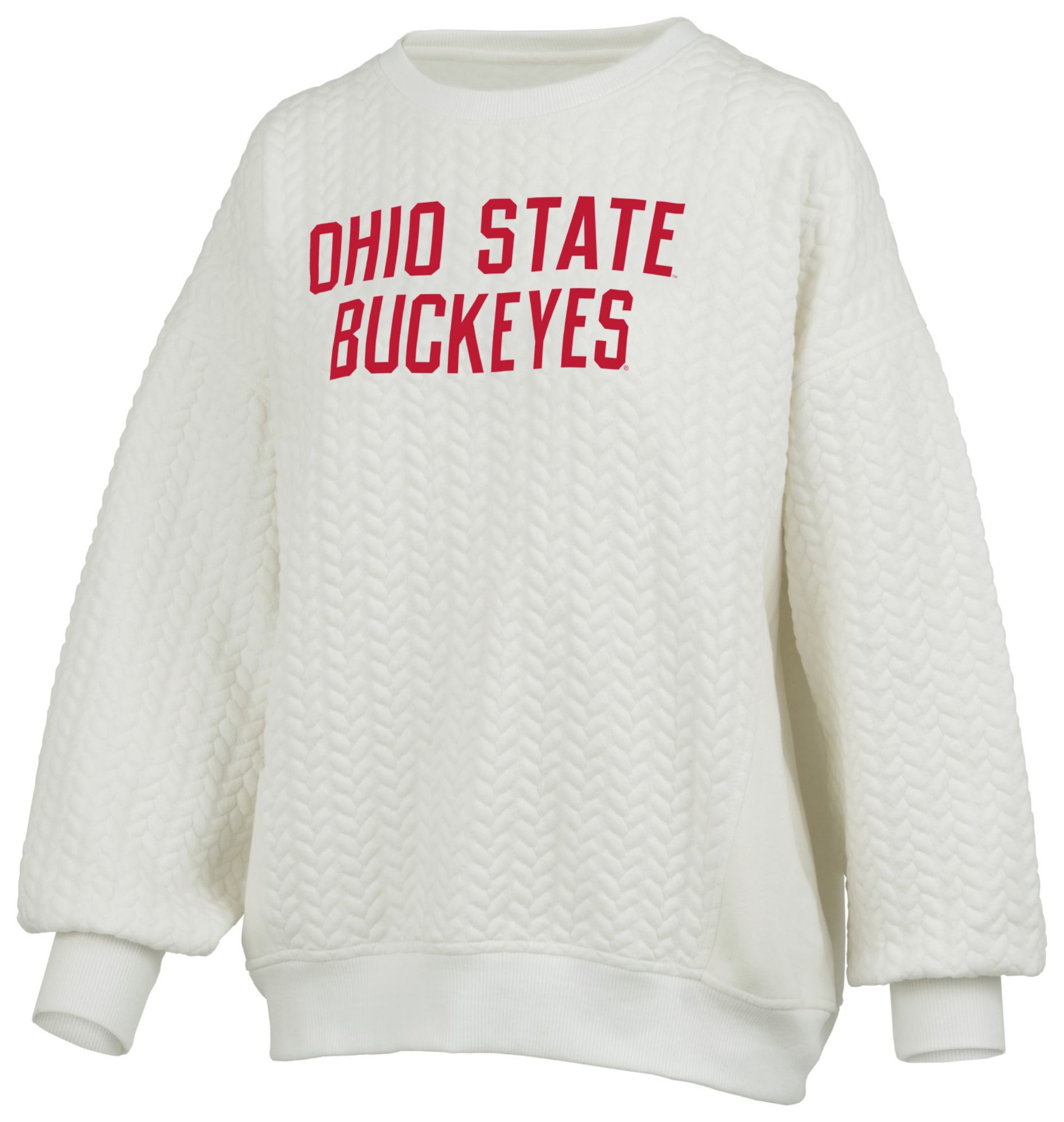 Pressbox Women's Ohio State Buckeyes Ivory Roxy Crew Pullover Sweatshirt