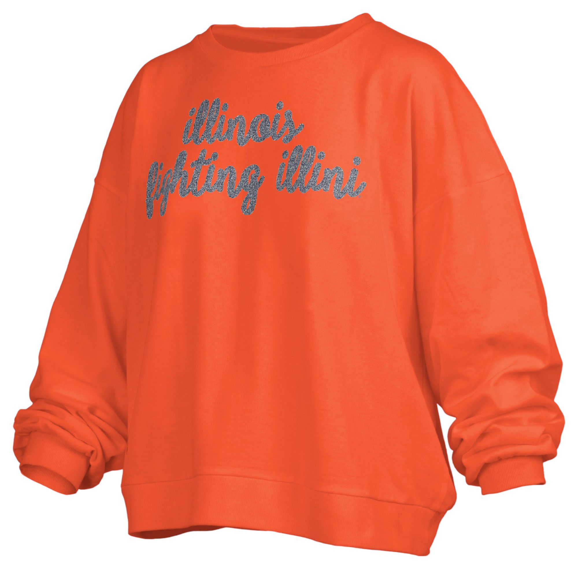 Pressbox Women's Illinois Fighting Illini Orange Chenille Crew Pullover Sweatshirt