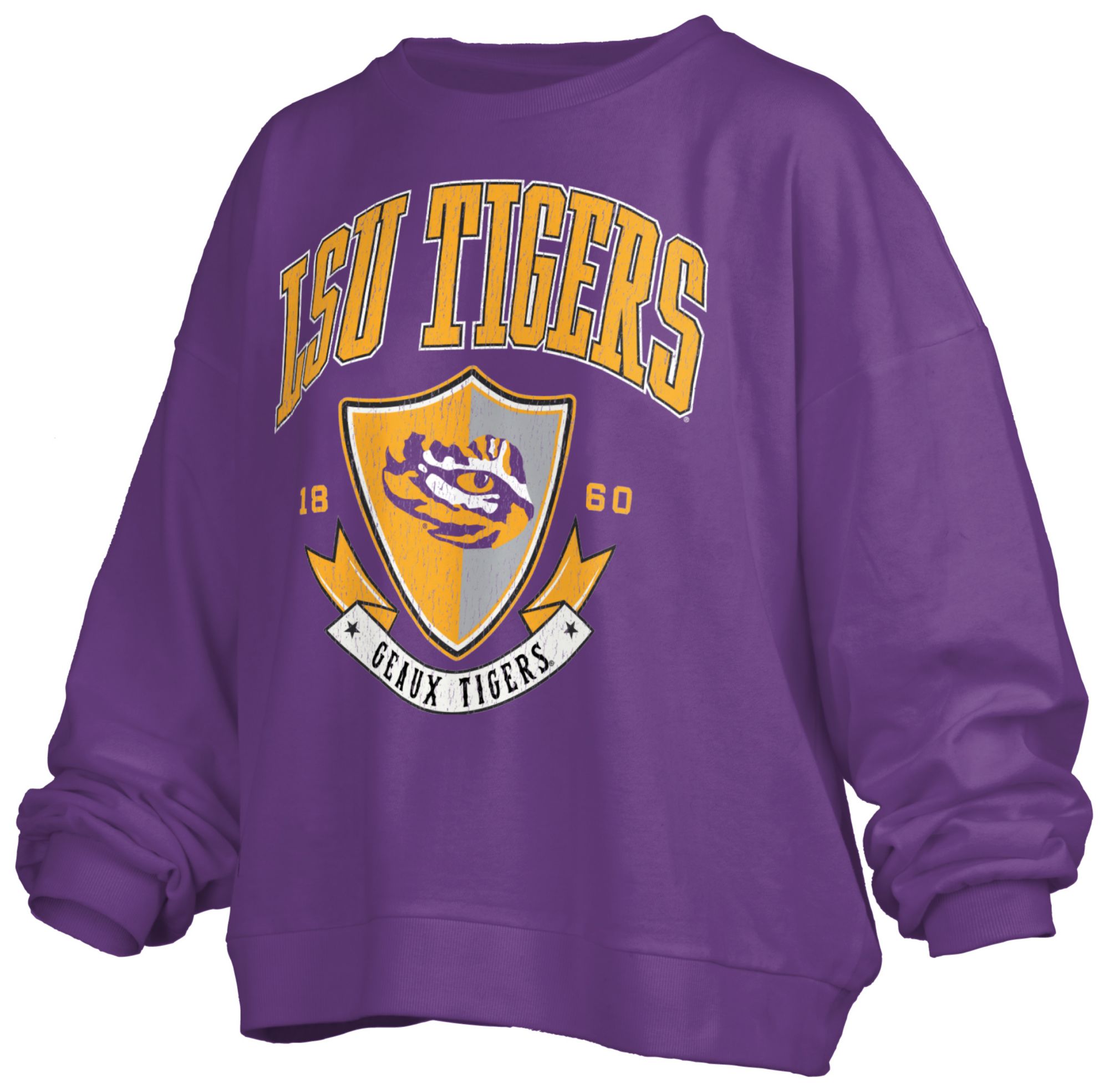 Pressbox Women's LSU Tigers Purple Buckler Crew Pullover Sweatshirt