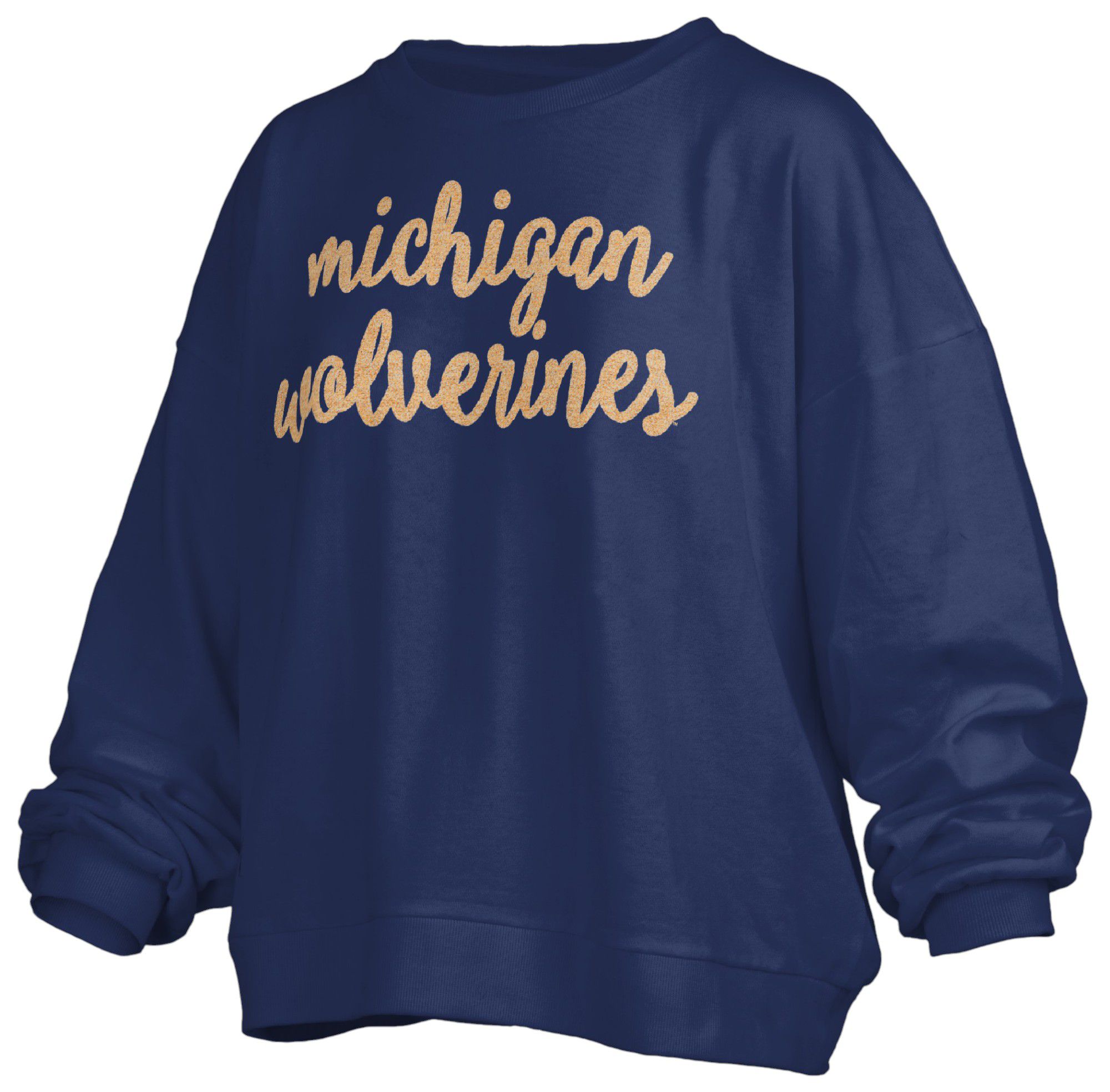 Pressbox Women's Michigan Wolverines Navy Chenille Crew Pullover Sweatshirt