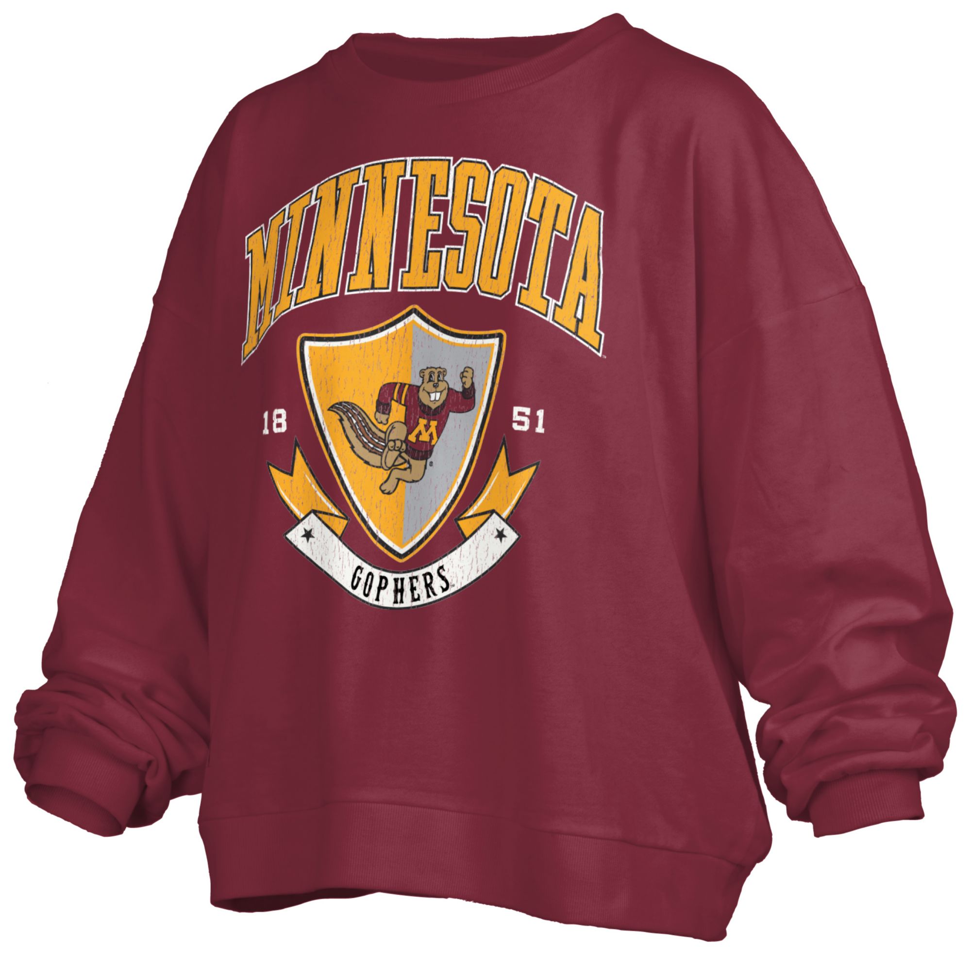 Pressbox Women's Minnesota Golden Gophers Maroon Buckler Crew Pullover Sweatshirt