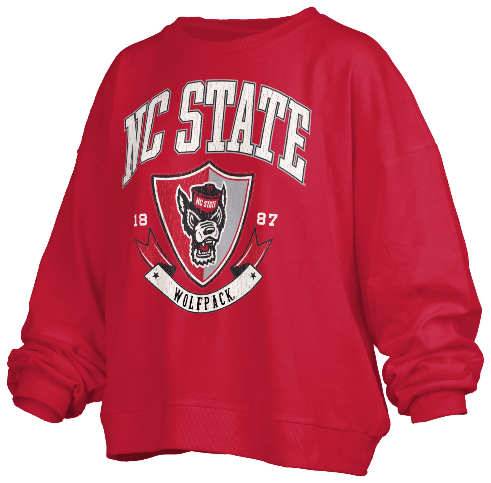 Pressbox Women's NC State Wolfpack Red Buckler Crew Pullover Sweatshirt