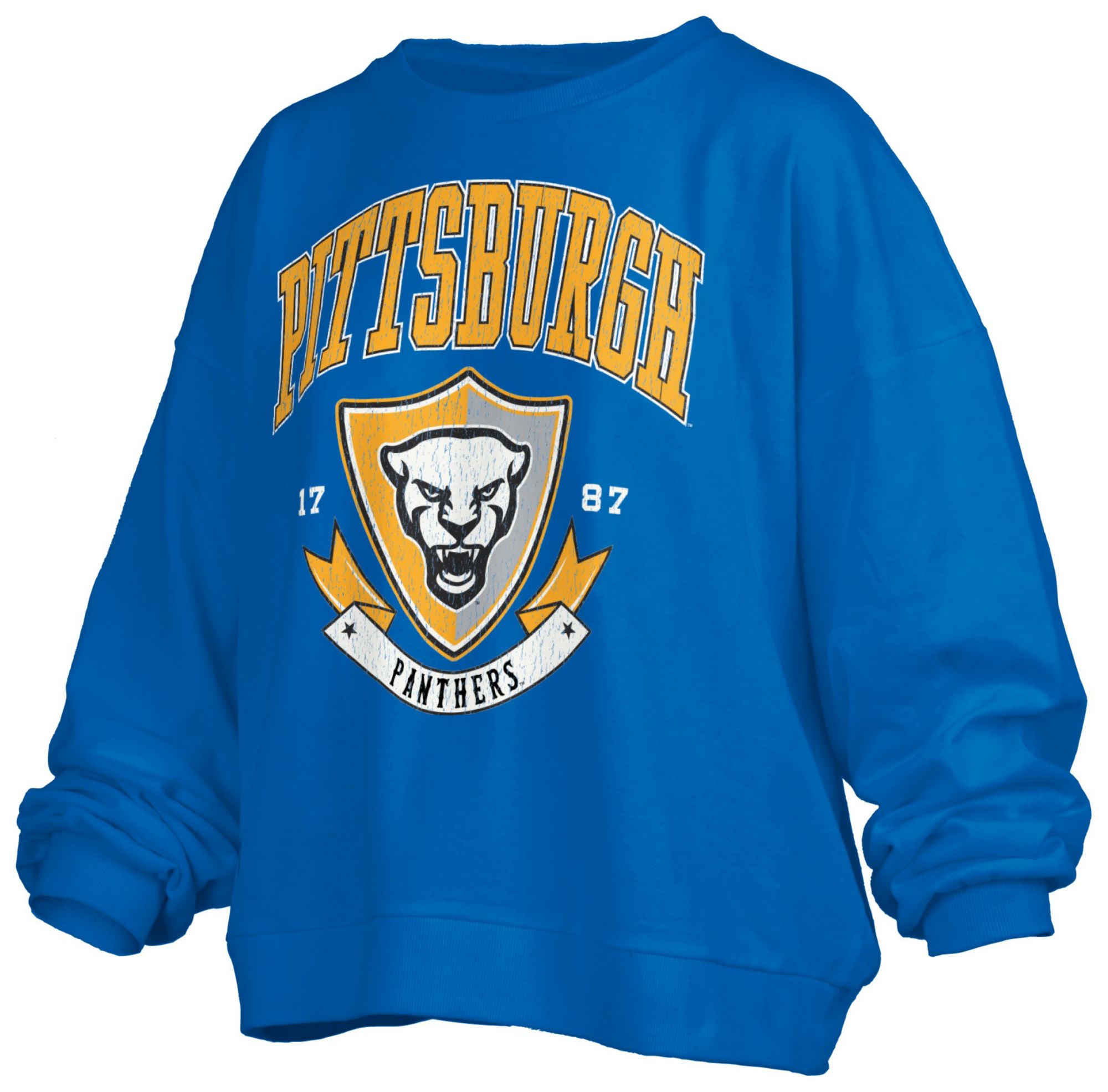 Pressbox Women's Pitt Panthers Royal Buckler Crew Pullover Sweatshirt