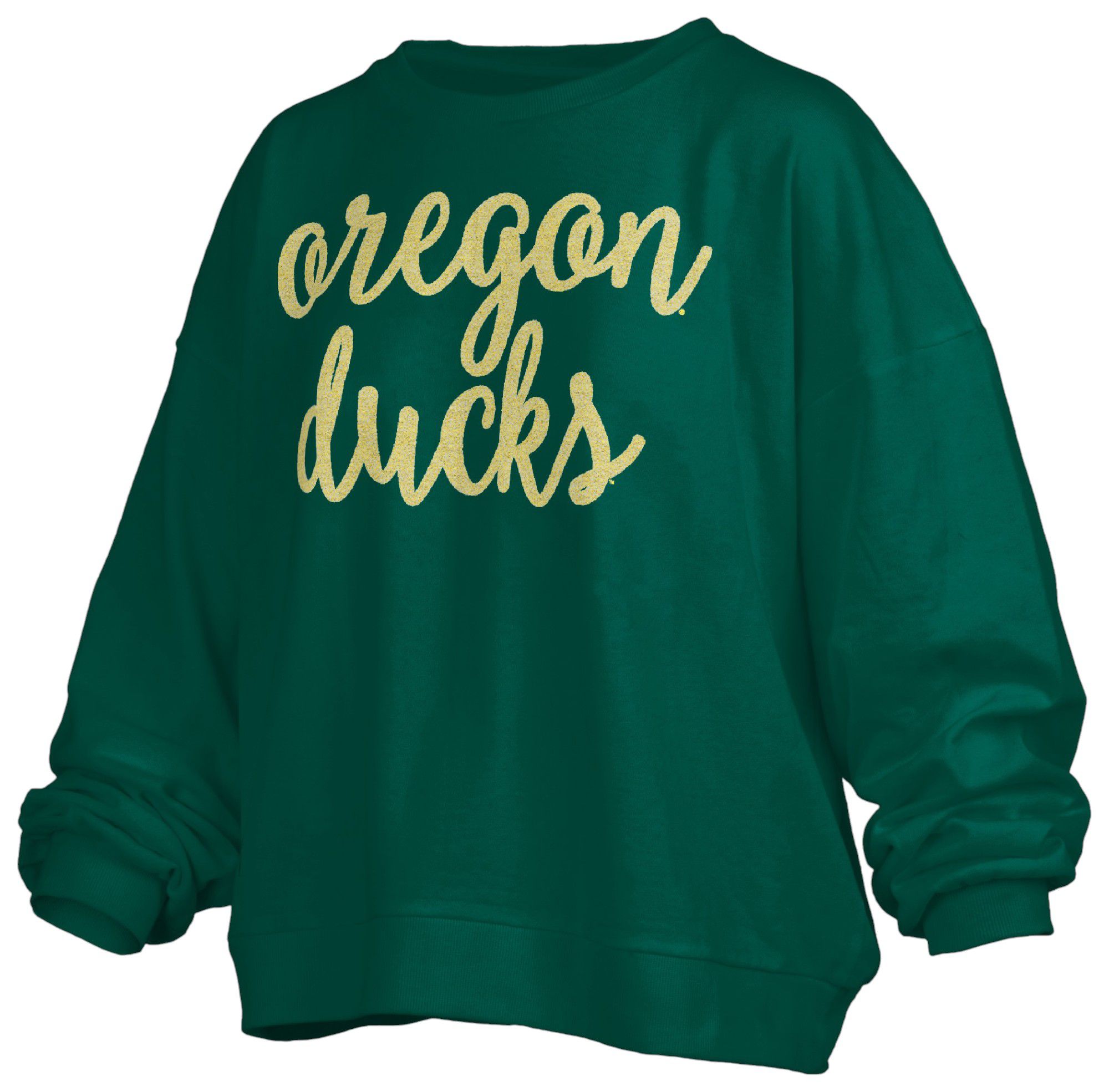 Pressbox Women's Oregon Ducks Green Chenille Crew Pullover Sweatshirt