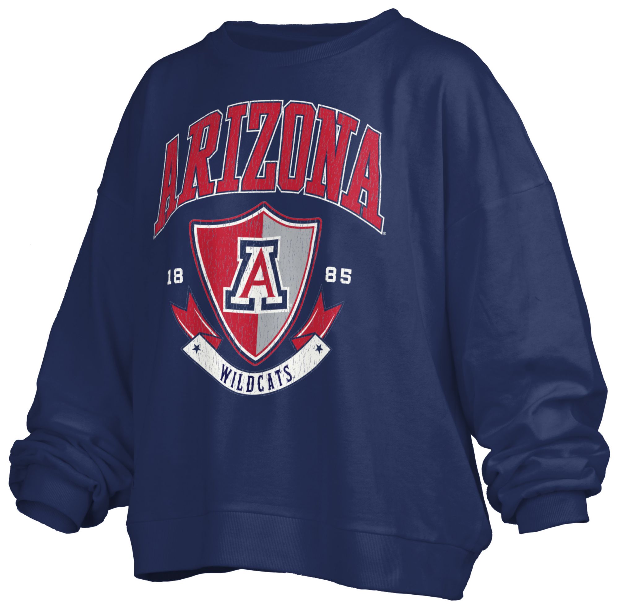 Pressbox Women's Arizona Wildcats Navy Buckler Crew Pullover Sweatshirt