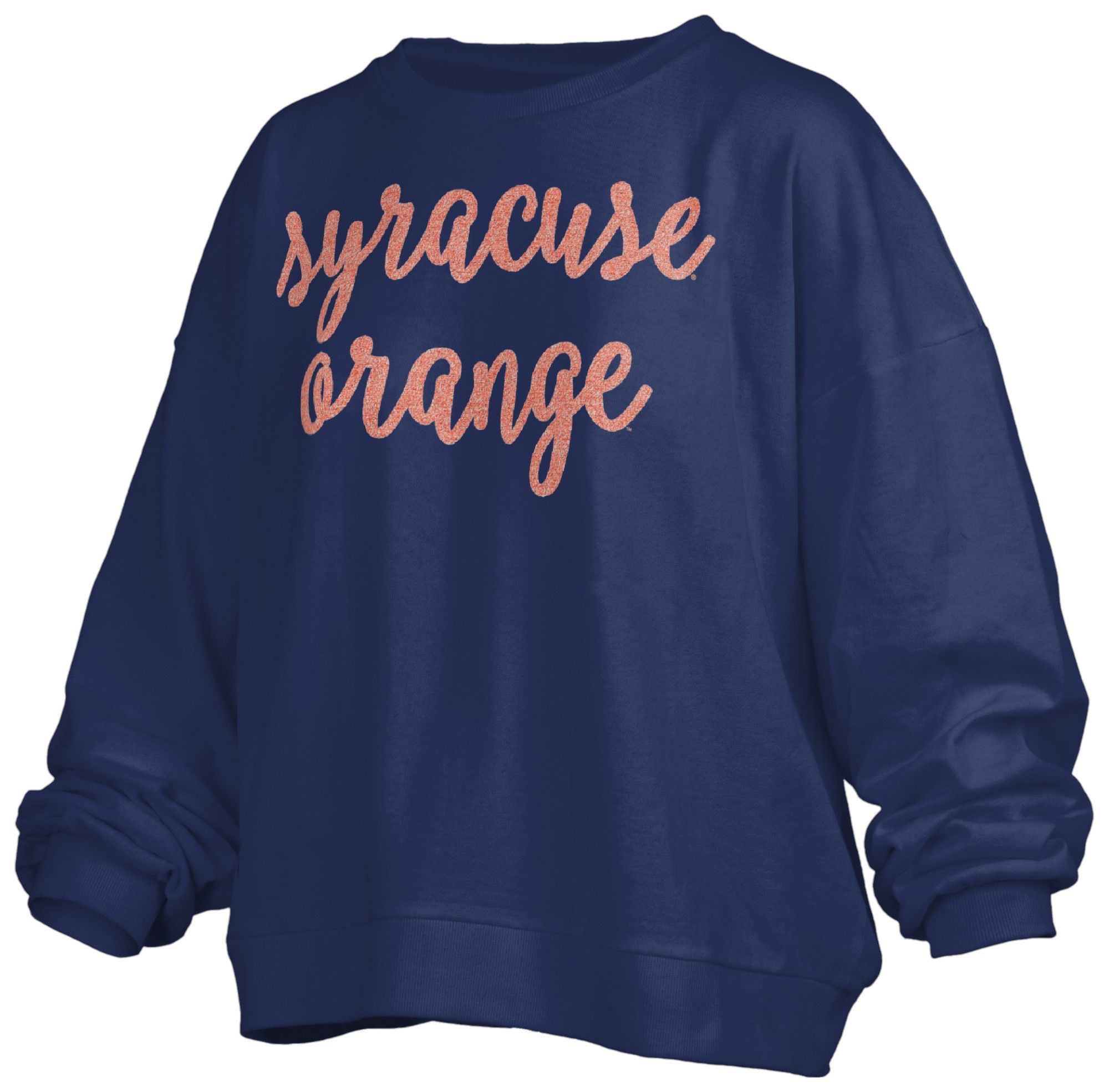 Pressbox Women's Syracuse Orange Navy Chenille Crew Pullover Sweatshirt