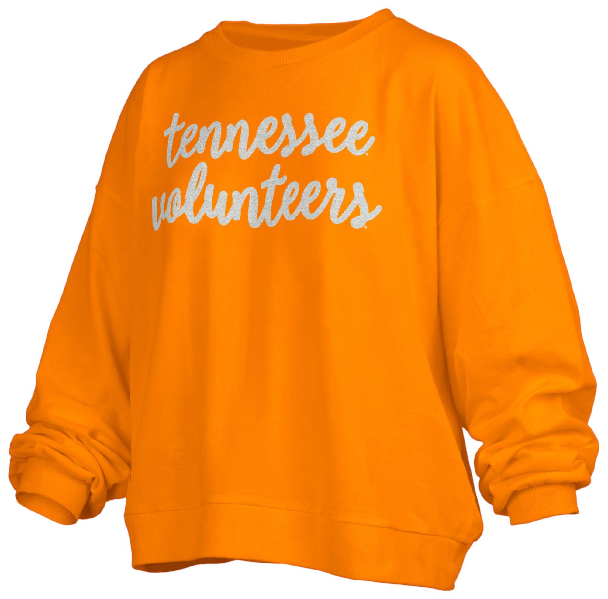 Pressbox Women's Tennessee Volunteers Light Orange Chenille Crew Pullover Sweatshirt