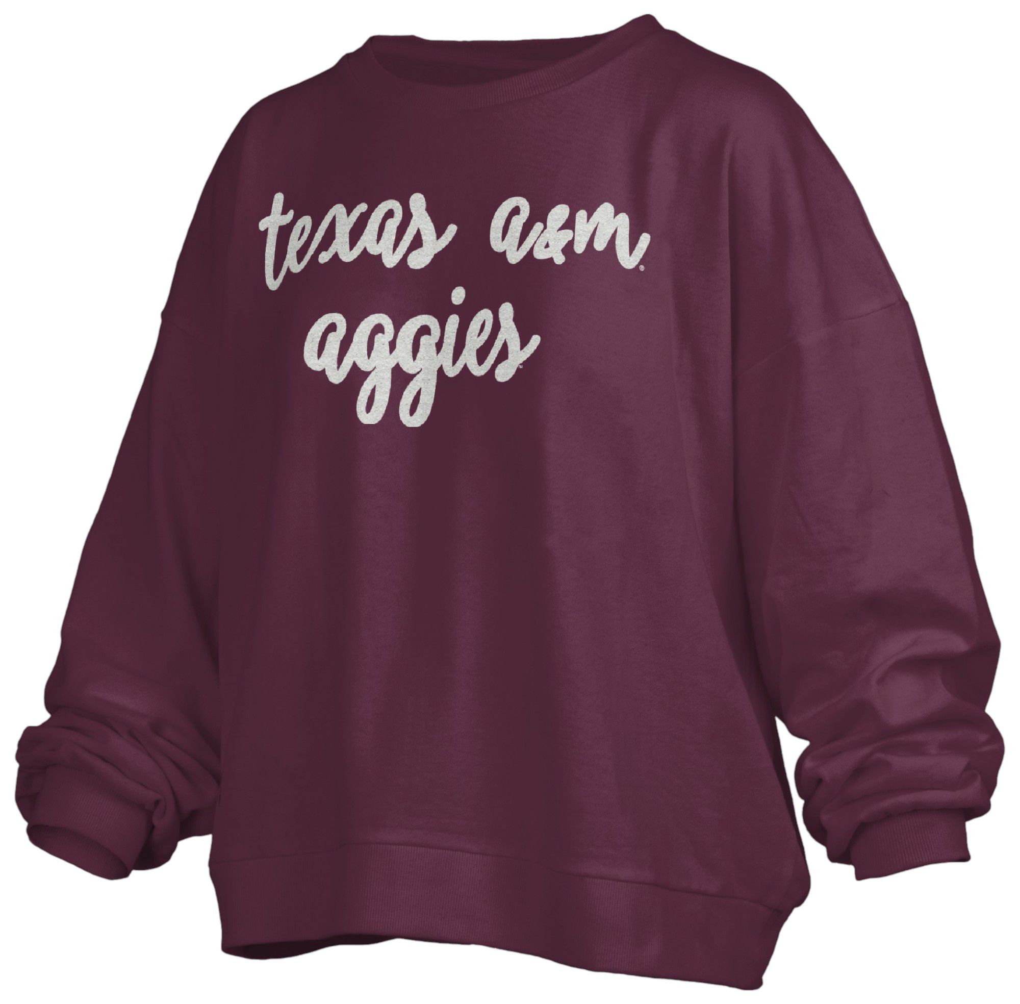 Pressbox Women's Texas A&M Aggies Maroon Chenille Crew Pullover Sweatshirt