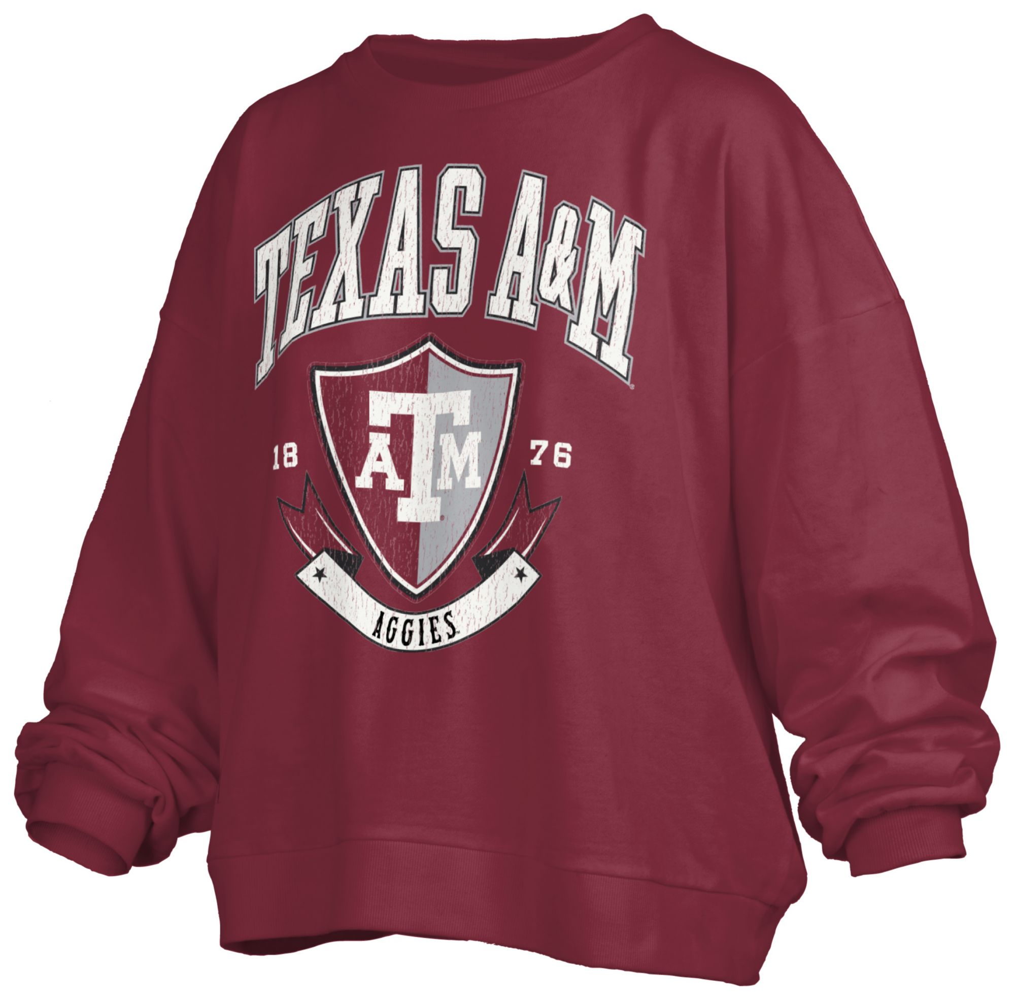 Pressbox Women's Texas A&amp;M Aggies Maroon Buckler Crew Pullover Sweatshirt