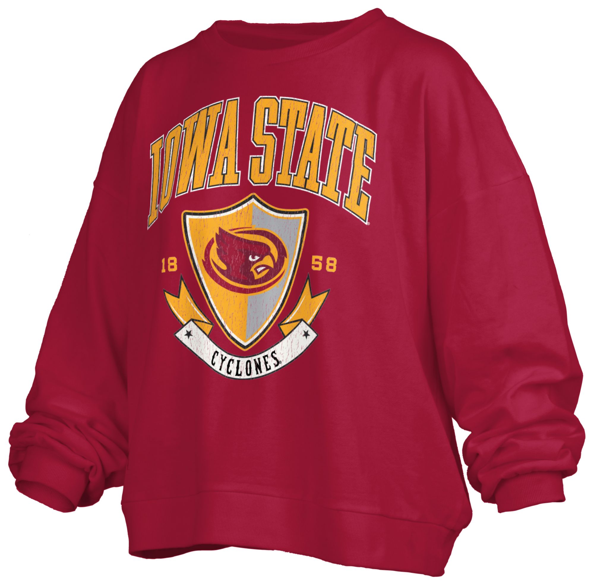 Pressbox Women's Iowa State Cyclones Crimson Buckler Crew Pullover Sweatshirt