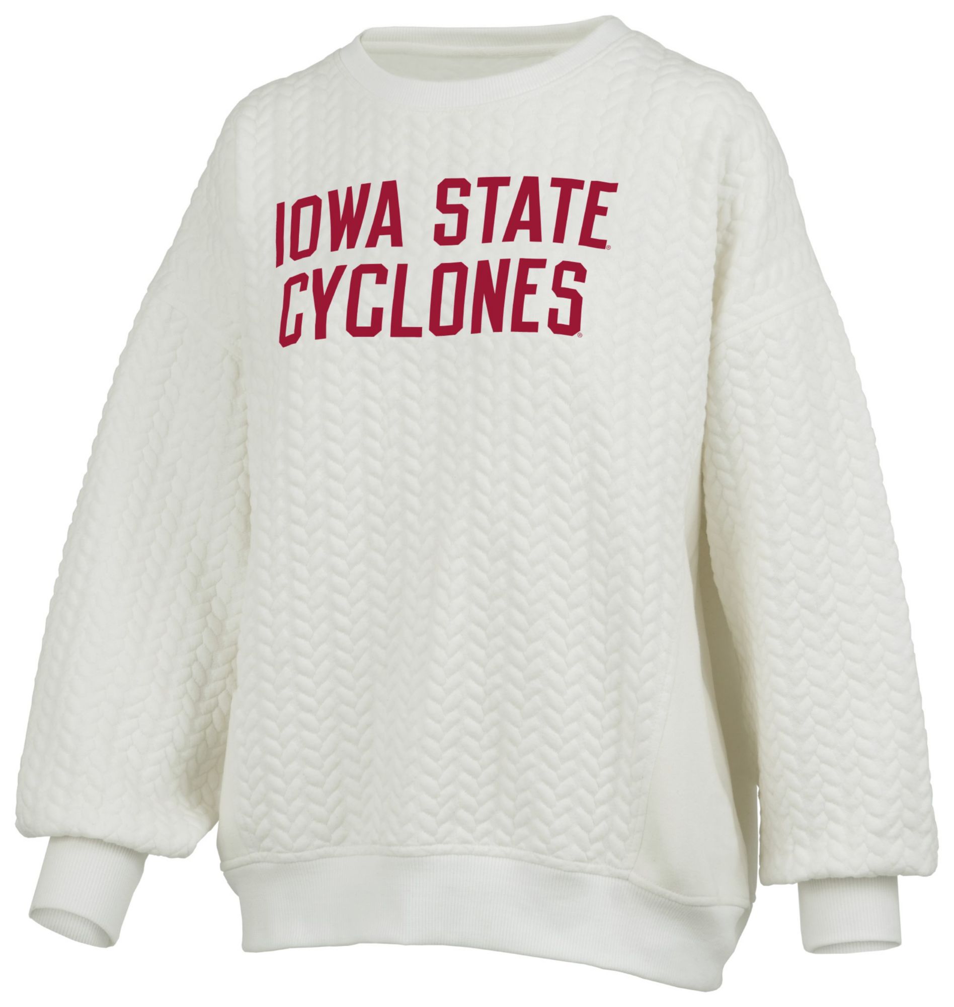 Pressbox Women's Iowa State Cyclones Ivory Roxy Crew Pullover Sweatshirt