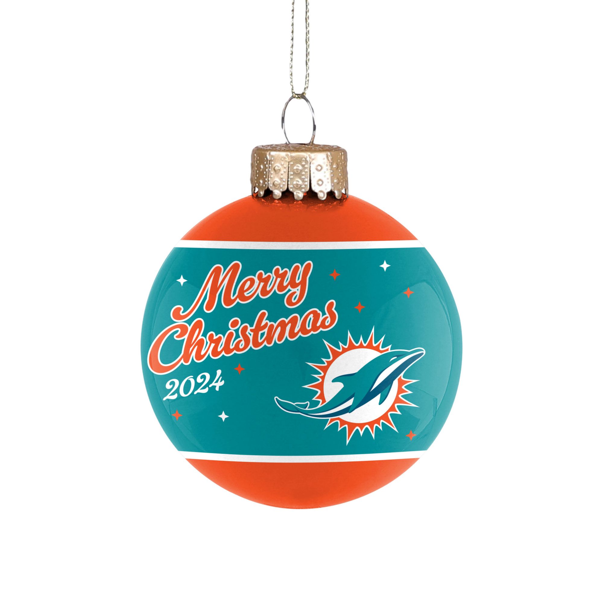 FOCO Miami Dolphins Glass Ball Ornament
