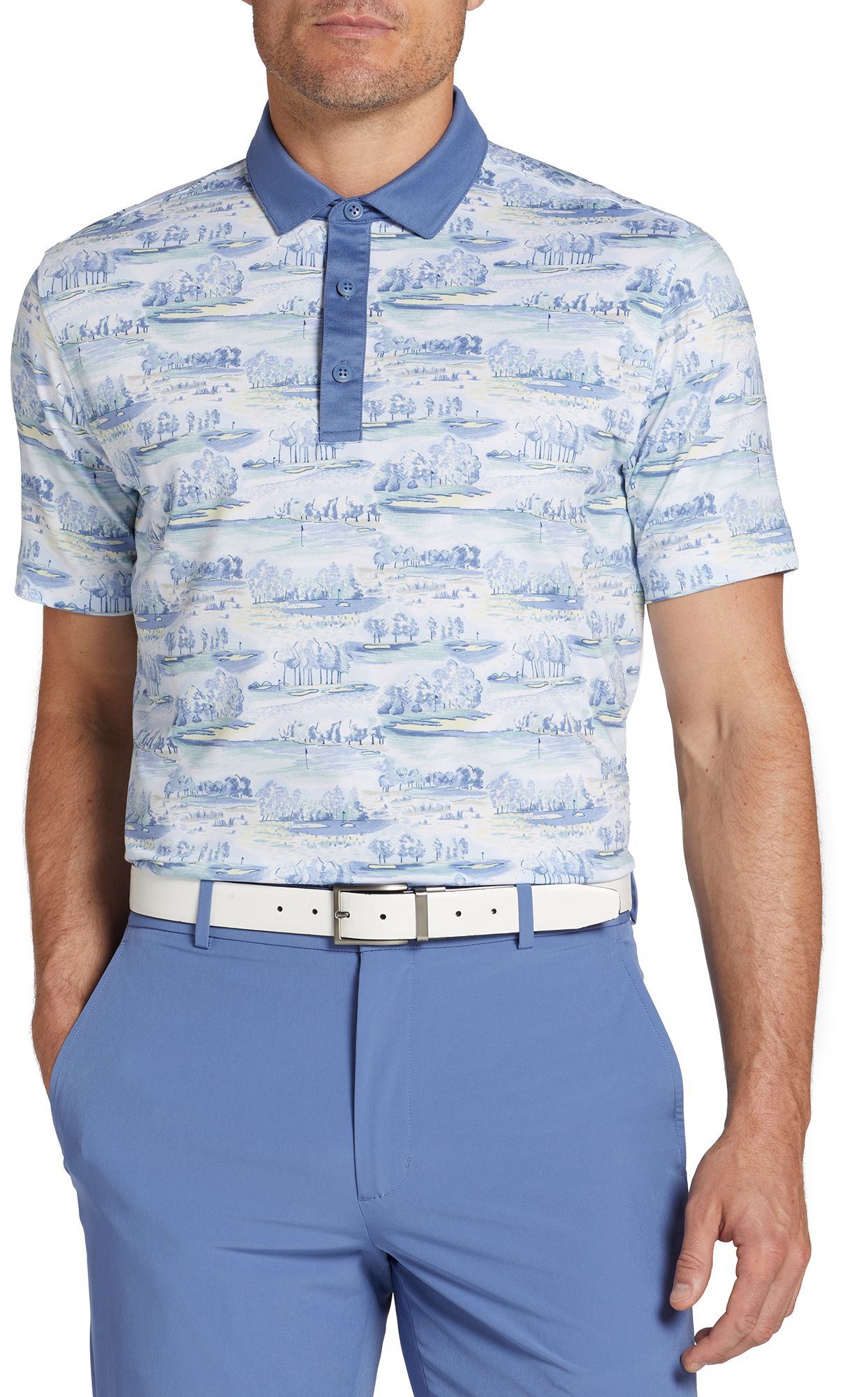 Walter Hagen Men's Clubhouse Country Club Printed Golf Polo